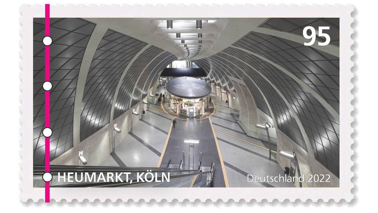 Entwurf zur Briefmarke KVB-Haltestelle Heumarkt