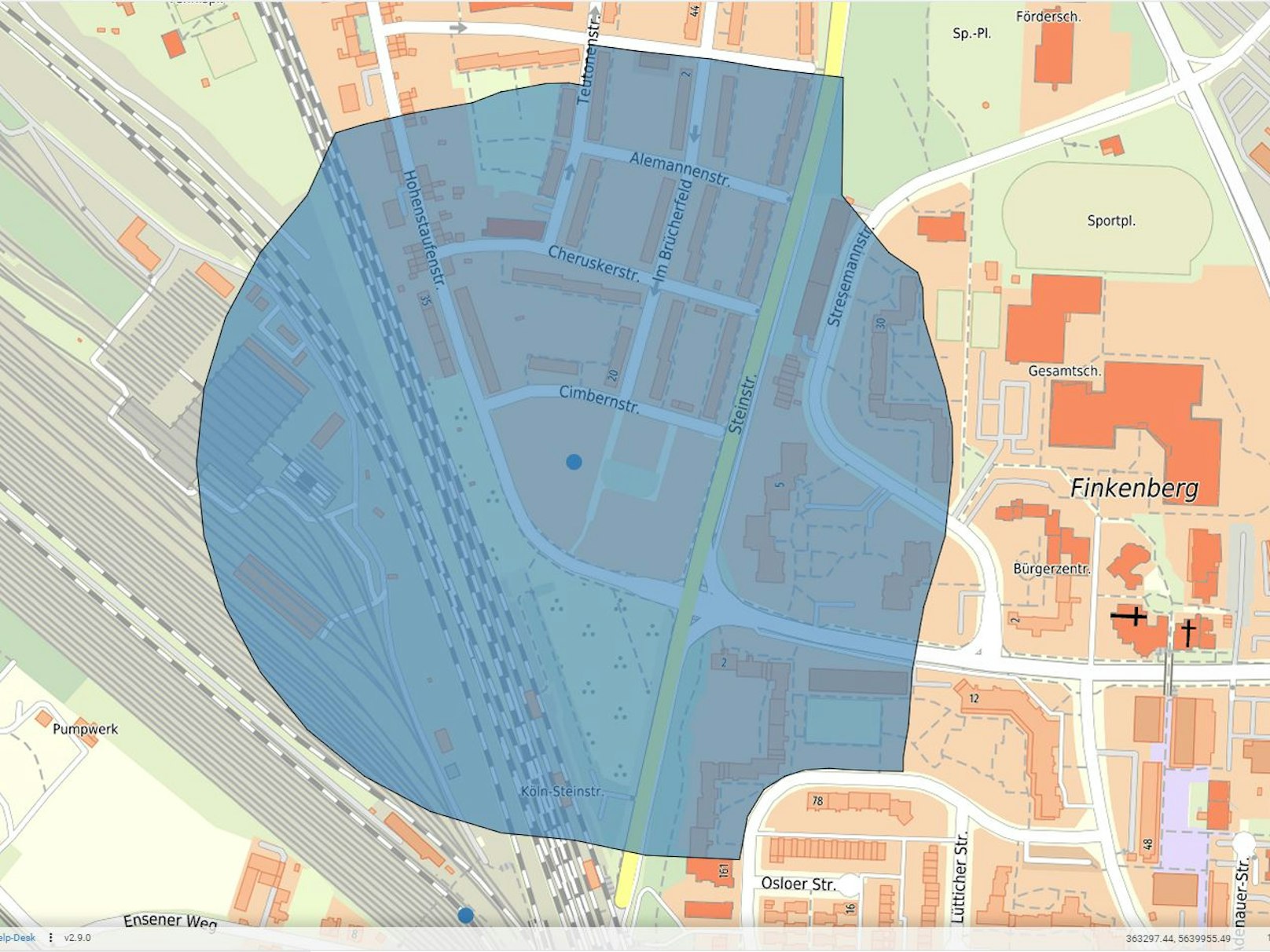 Auf einer Karte wird der Evakuierungsbereich angezeigt.