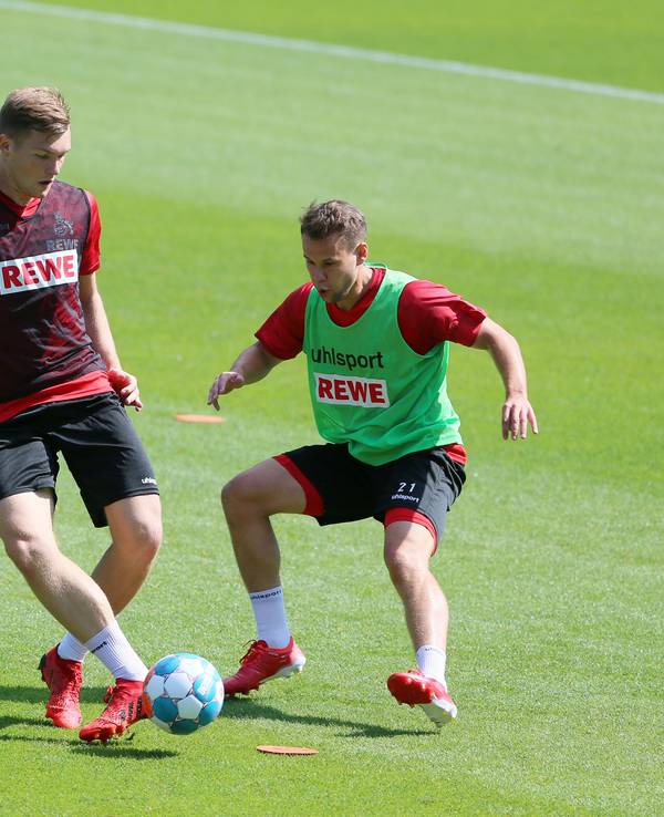 Luca Kilian im FC-Training gegen Salih Özcan und Louis Schaub