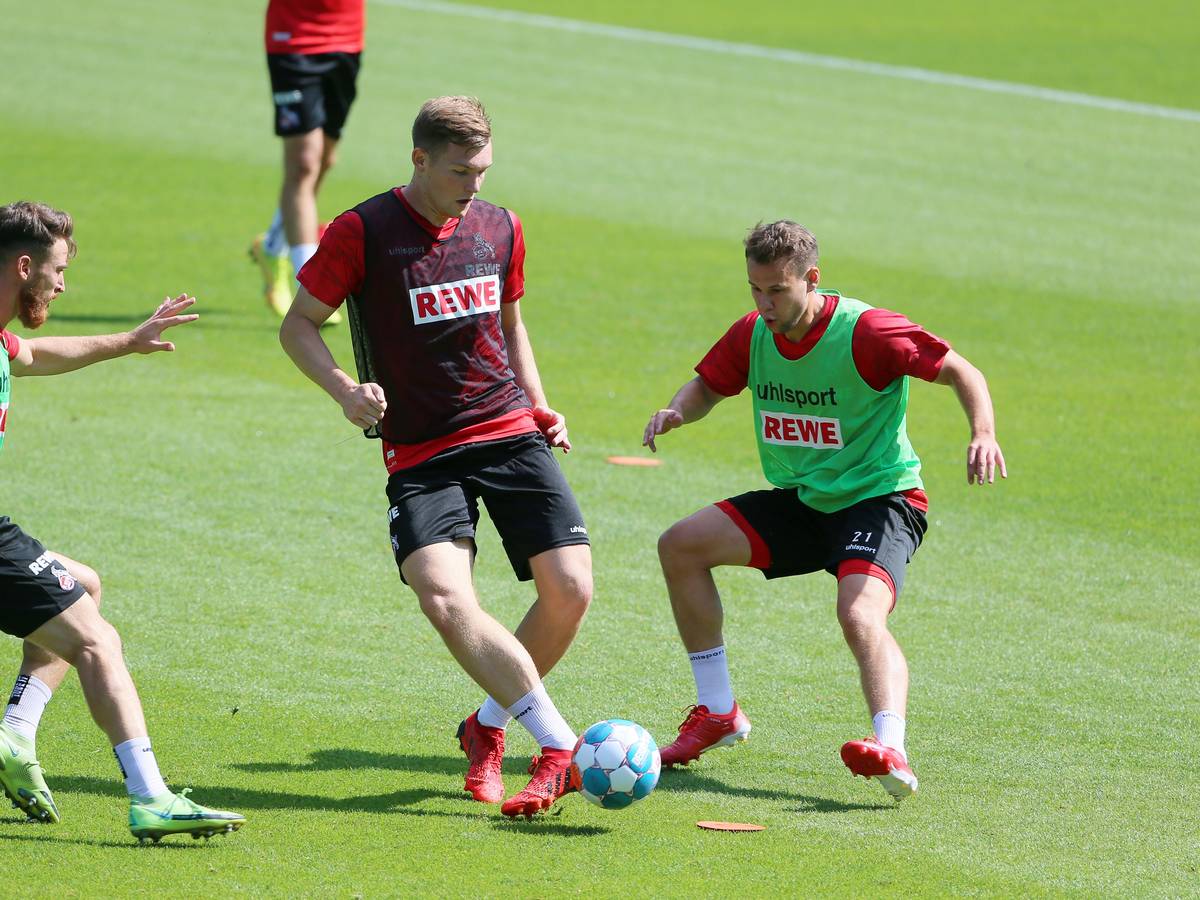 Luca Kilian im FC-Training gegen Salih Özcan und Louis Schaub