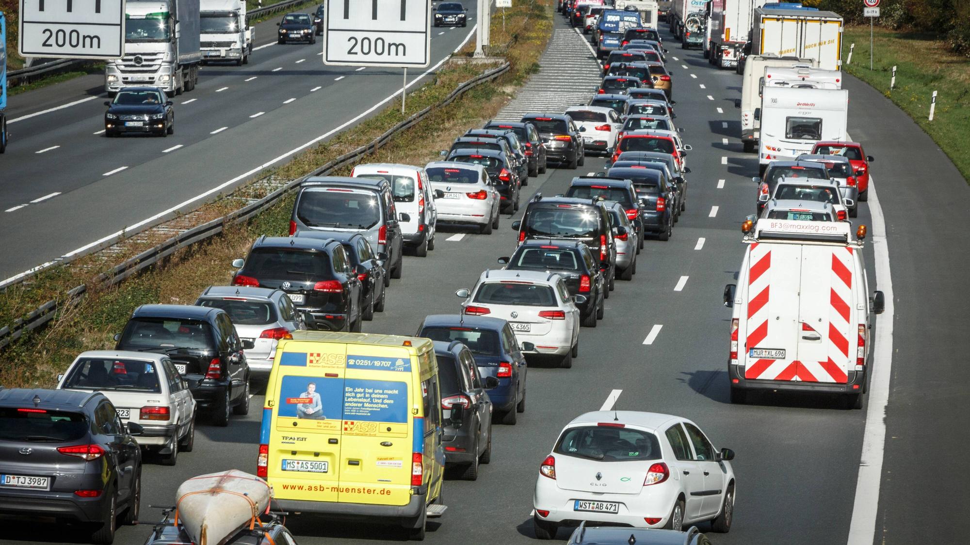 A1 im Bereich des Kreuz Münster-Nord.