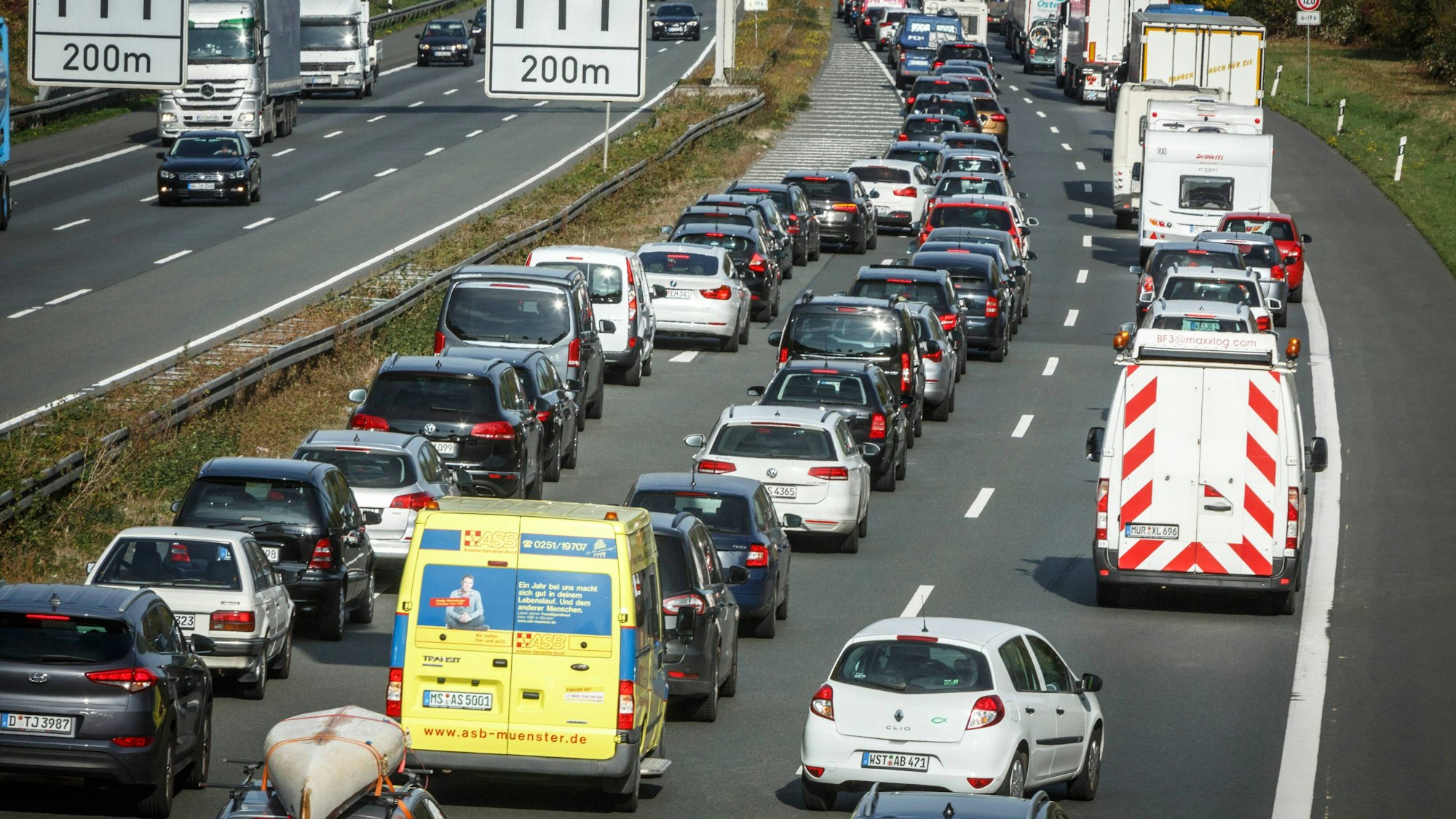 A1 im Bereich des Kreuz Münster-Nord.