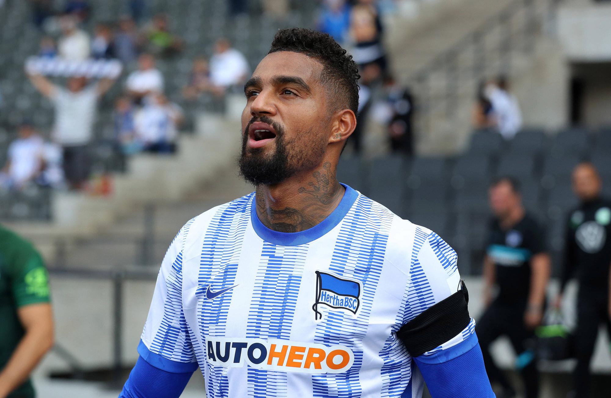 Kevin-Prince Boateng mit geöffnetem Mund im Olympiastadion.
