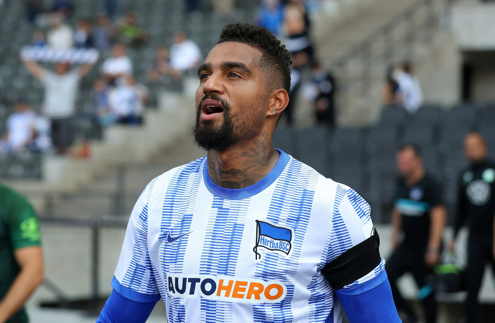 Kevin-Prince Boateng mit geöffnetem Mund im Olympiastadion.