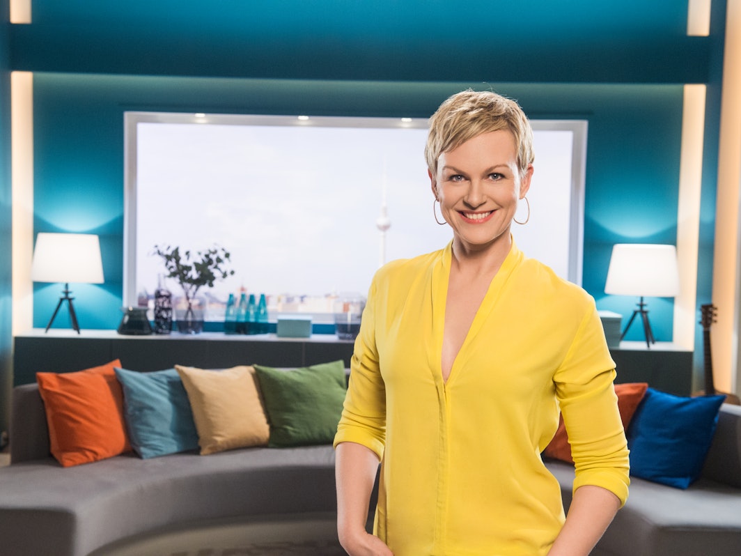 Karen Heinrichs beim SAT.1-„Frühstücksfernsehen“.
