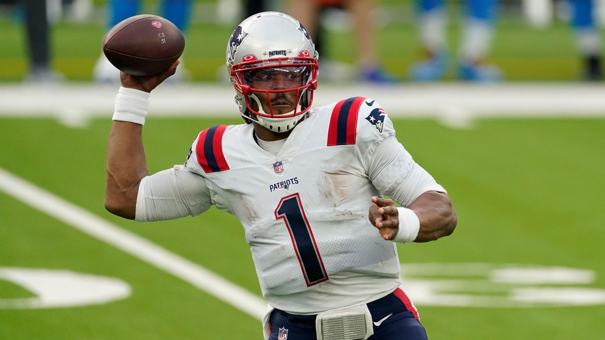 Quarterback Cam Newton von den New England Patriots in Aktion.