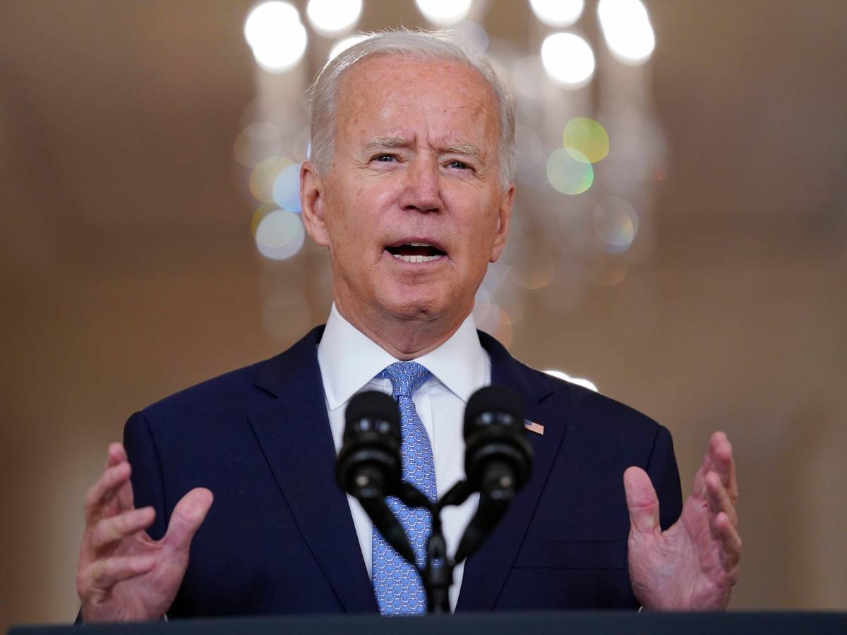 Joe Biden, Präsident der USA, spricht am 31. August 2021 über Afghanistan im State Dining Room des Weißen Hauses.