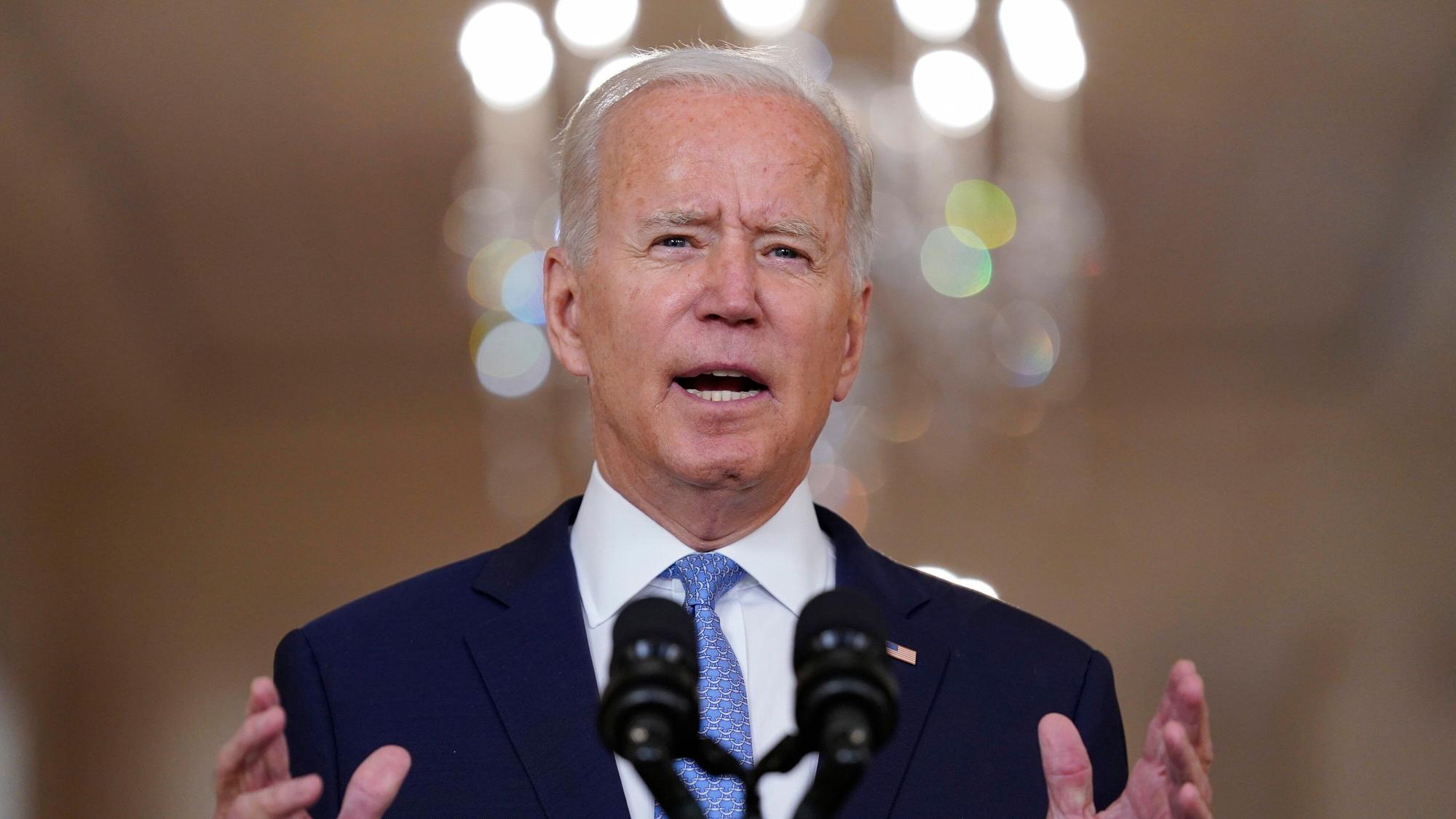 Joe Biden, Präsident der USA, spricht am 31. August 2021 über Afghanistan im State Dining Room des Weißen Hauses.