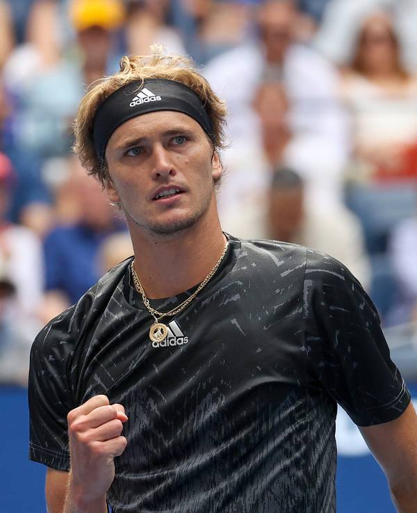 Alexander Zverev jubelt beim Match gegen Sam Querrey,