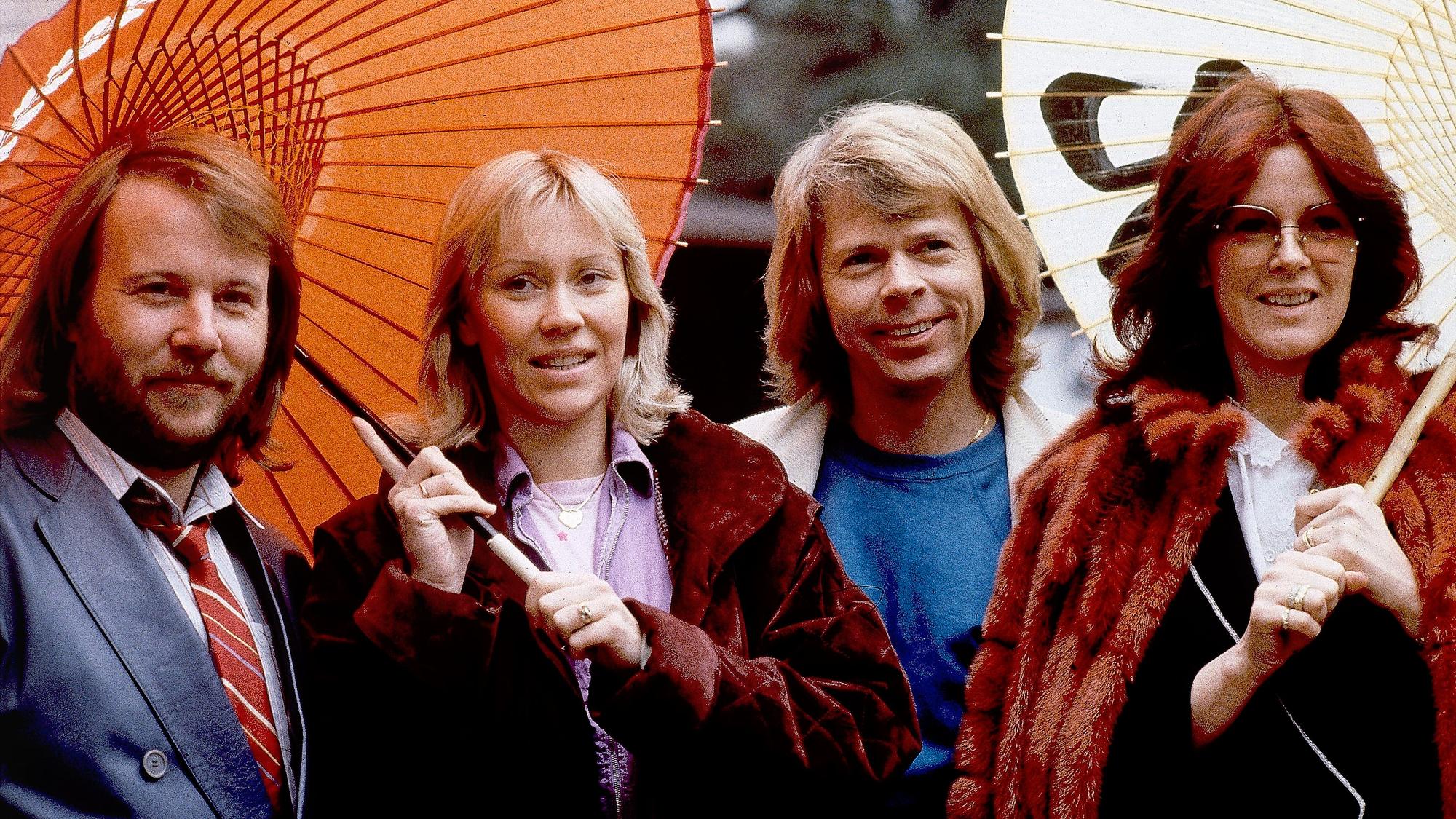 Abba kündigen neues Album an: Benny Andersson (l-r), Agnetha Fältskog, Björn Ulvaeus und Anni-Frid Lyngstad – das Foto wurde am 14. März 1980 in Tokio aufgenommen.