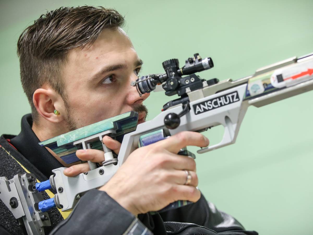 Tim Focken beim Schieß-Training