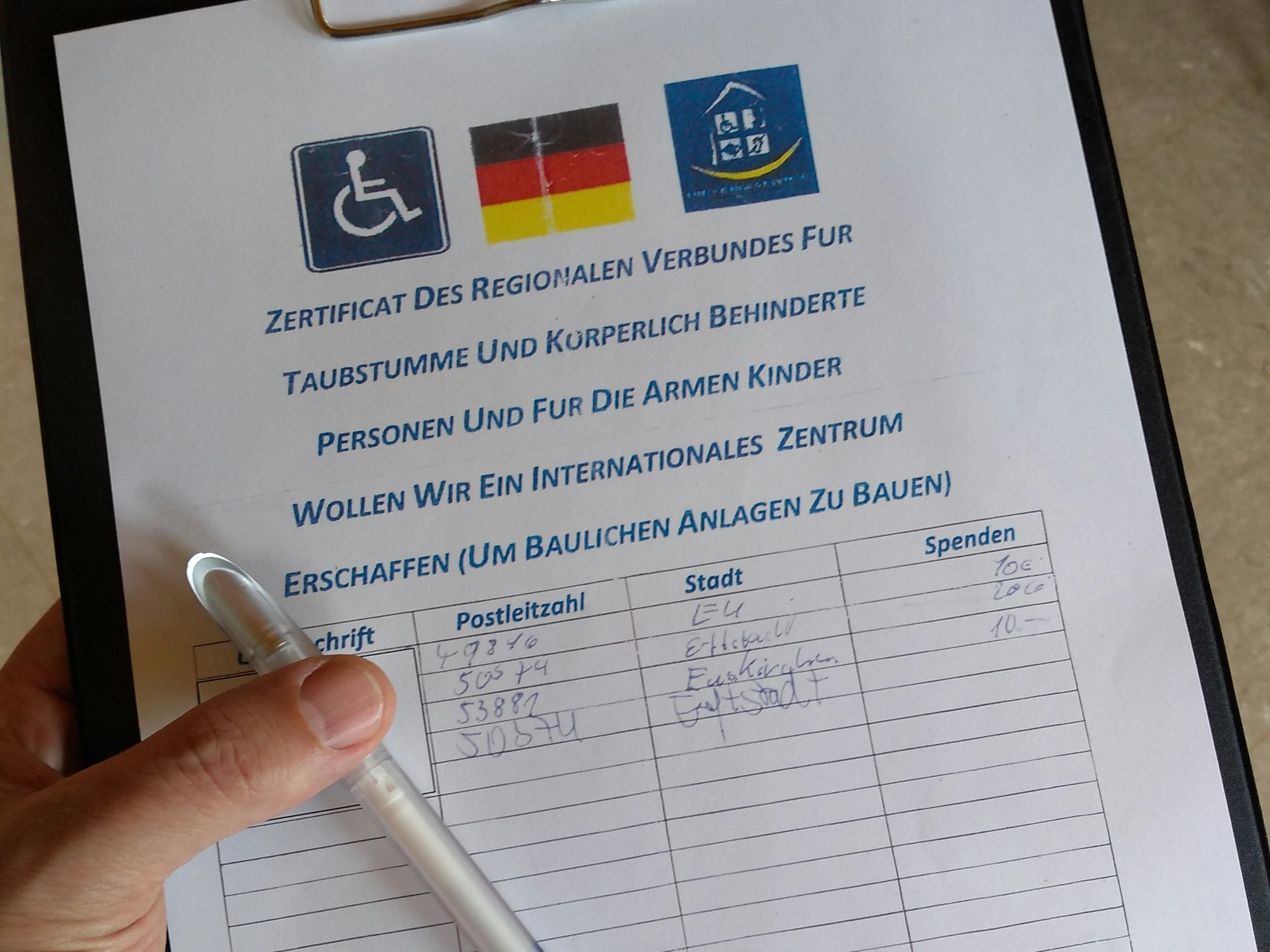 Falsche Spendenliste aus Wesseling.