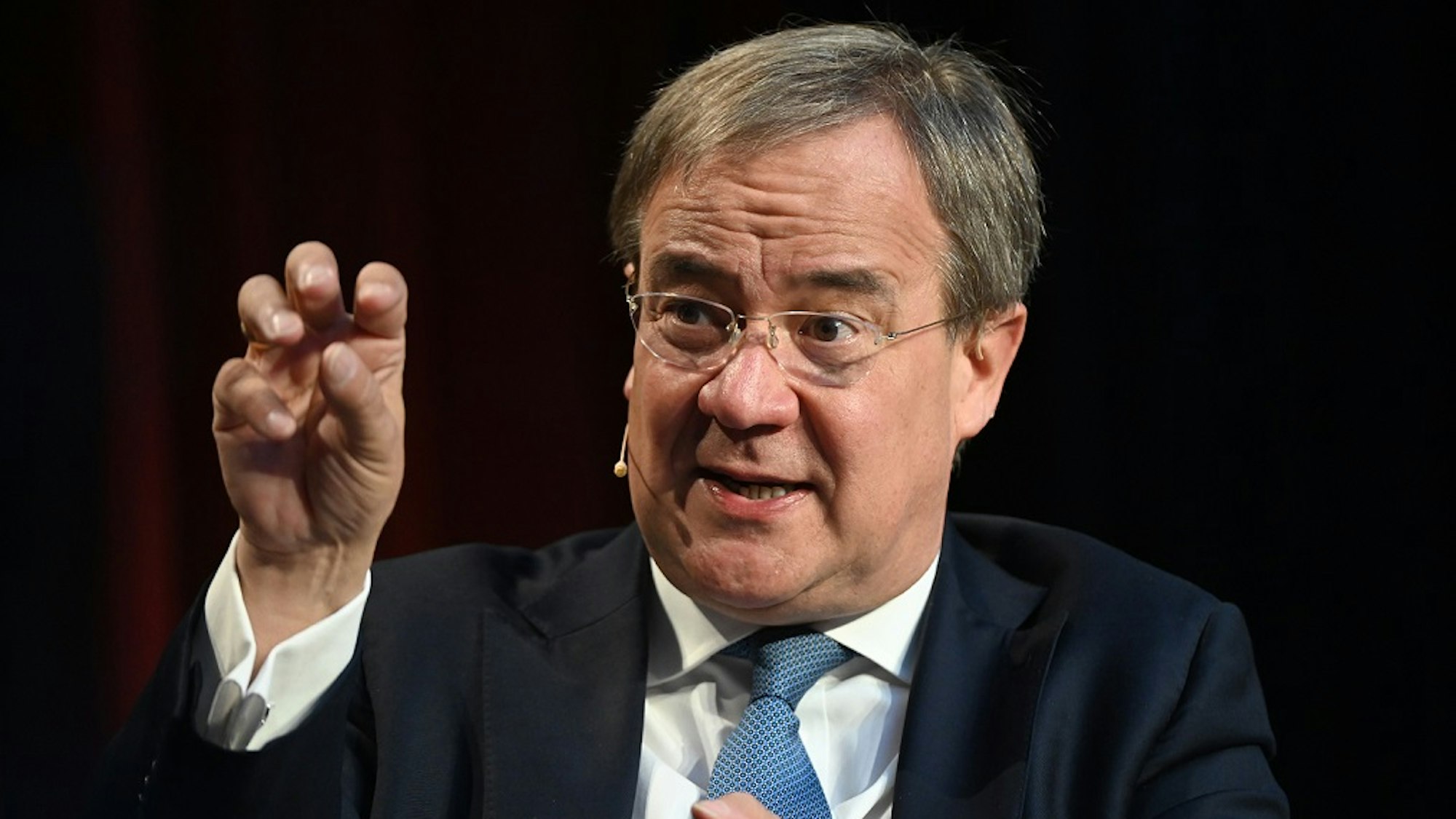 Armin Laschet spricht bei einer Wahlcheck Veranstaltung des Medienhauses Heilbronner Stimme.