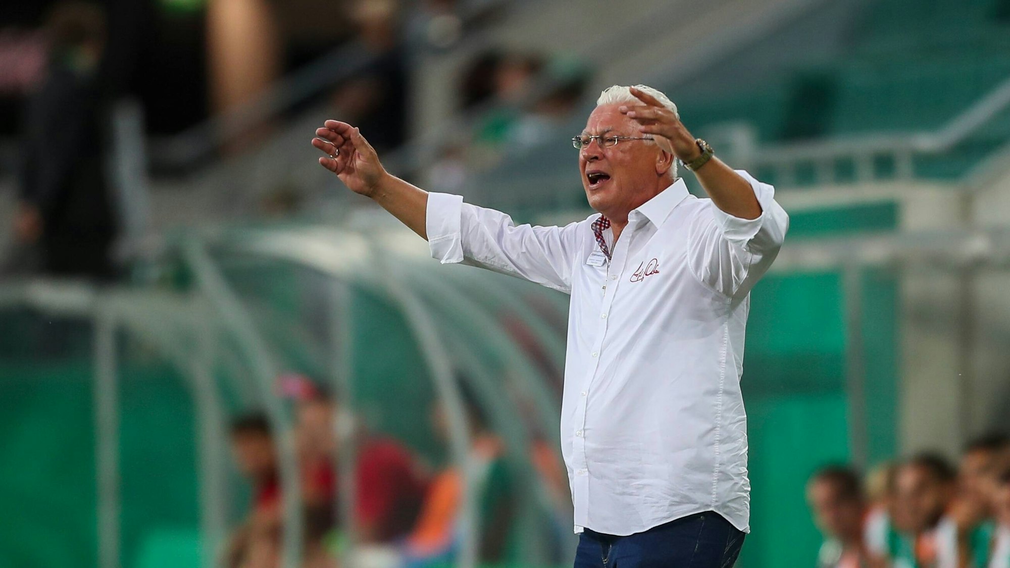 Toni Polster gestikuliert an der Seitenlinie