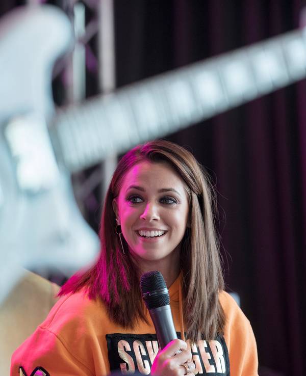 03 May 2018, Germany, Berlin: Singer Vanessa Mai speaking during a press conference.