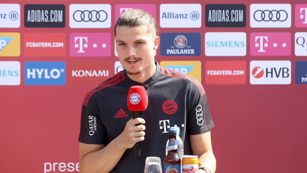 Marcel Sabitzer wird beim FC Bayern vorgestellt.