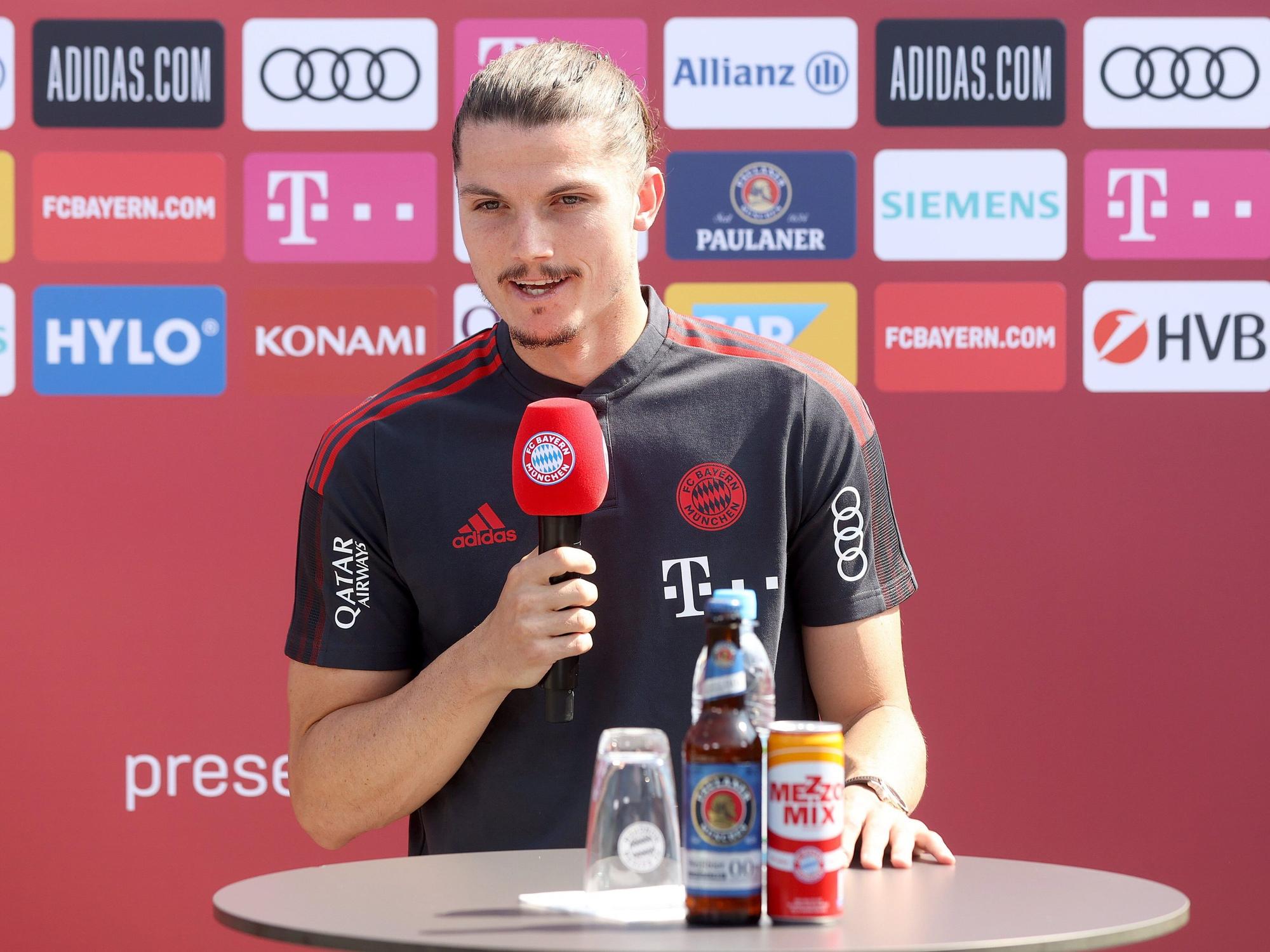 Marcel Sabitzer wird beim FC Bayern vorgestellt.