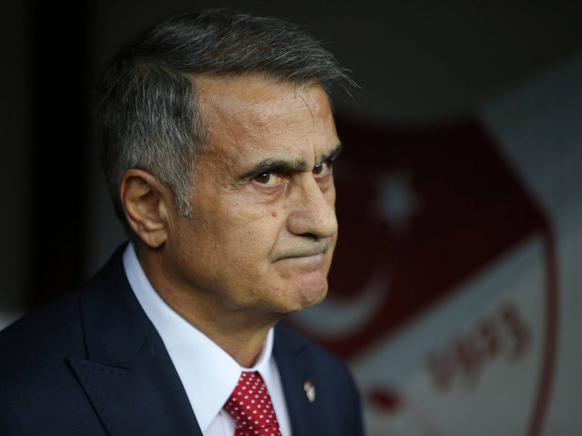 Senol Günes, damaliger Trainer der Türkei, beobachtet das Spiel gegen Island.