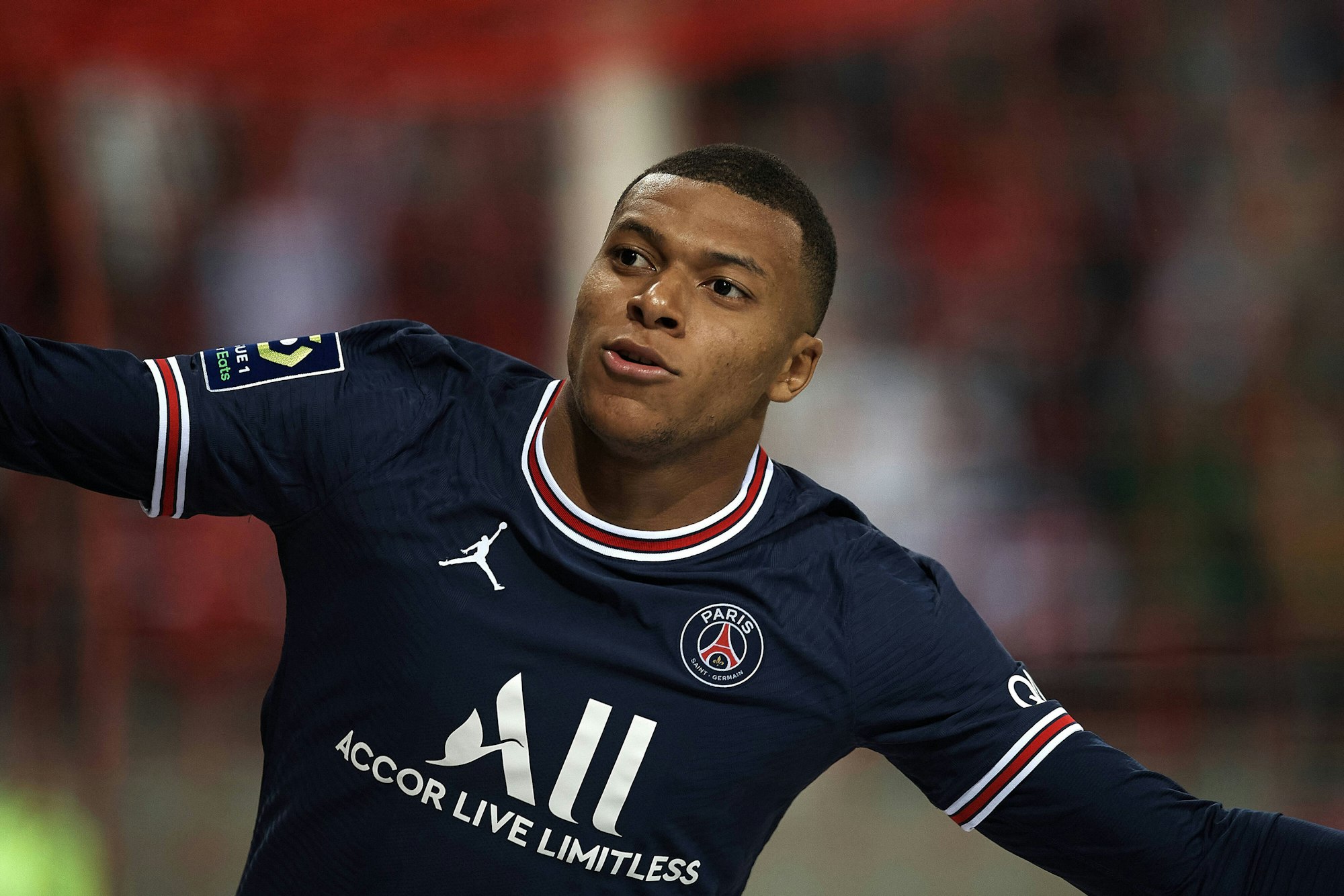 Paris-Star Kylian Mbappé jubelt über seinen zweiten Treffer gegen Reims
