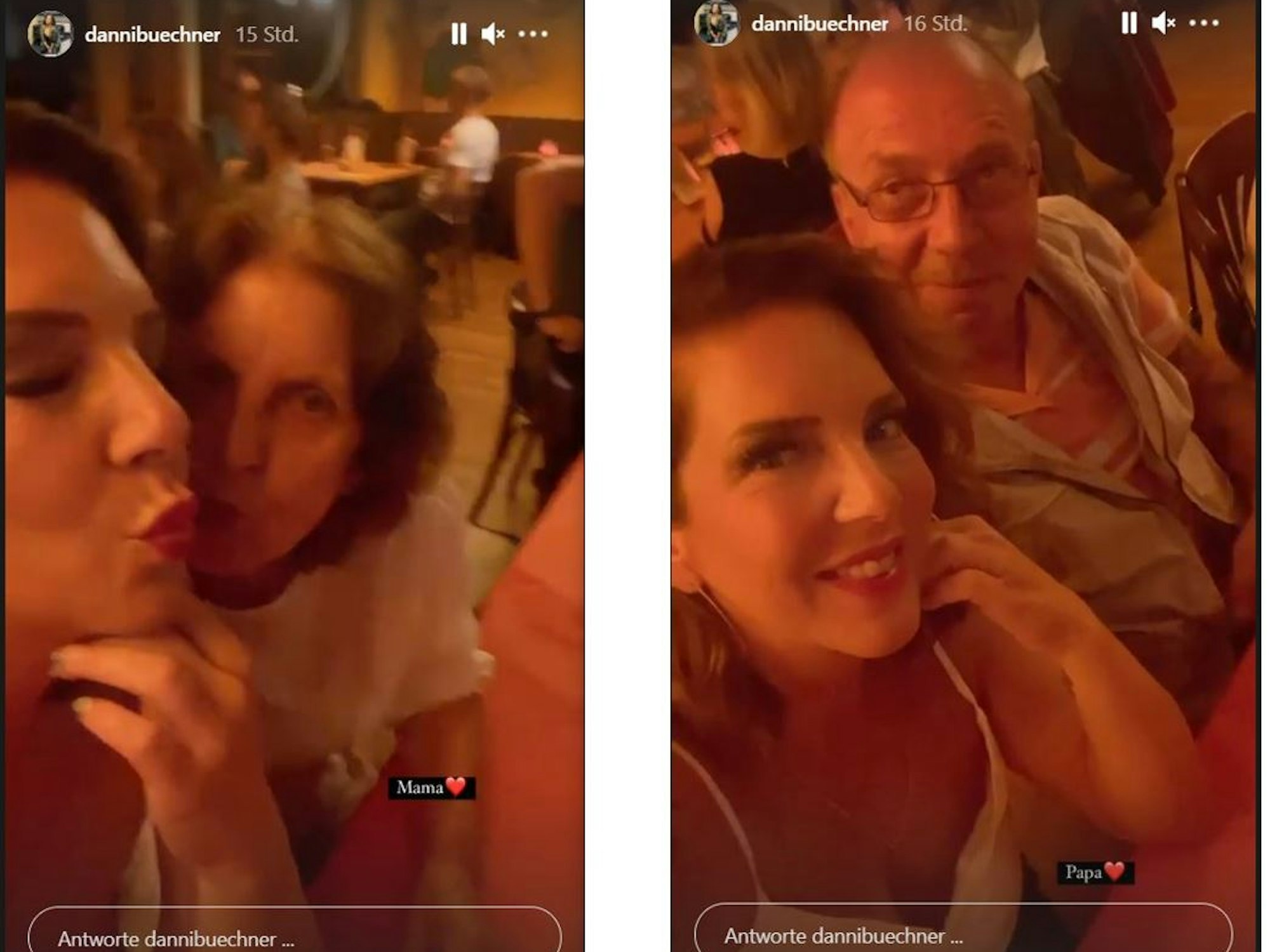Danni Büchner zeigt ihre Eltern in Instagram-Sotrys vom 10. September 2021 +++ Screenshost zur Bericterstattung erstellt.