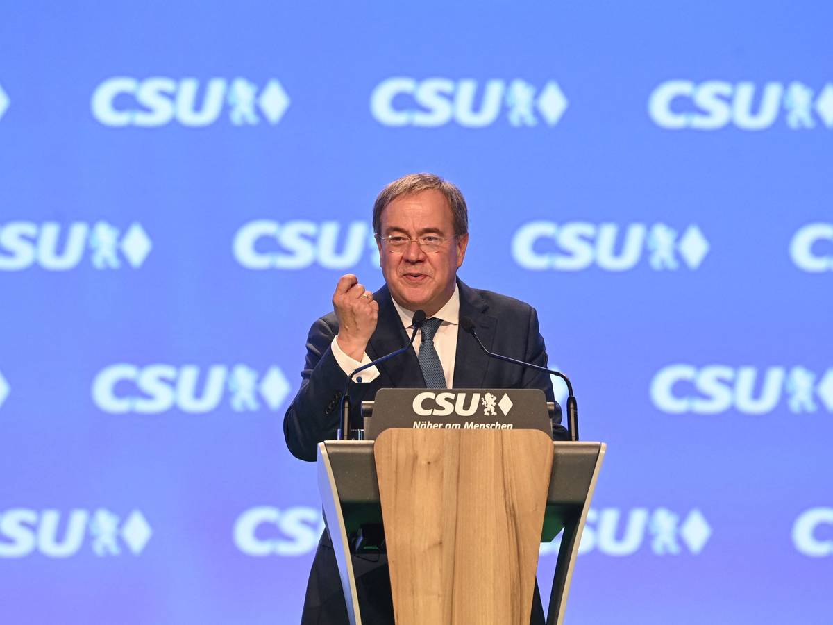 Armin Laschet am 11. September 2021 auf dem CSU-Parteitag in Nürnberg.