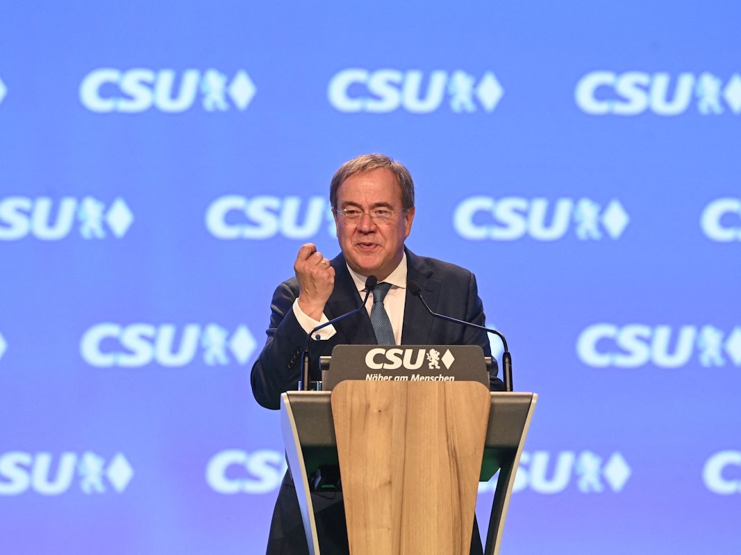 Armin Laschet am 11. September 2021 auf dem CSU-Parteitag in Nürnberg.