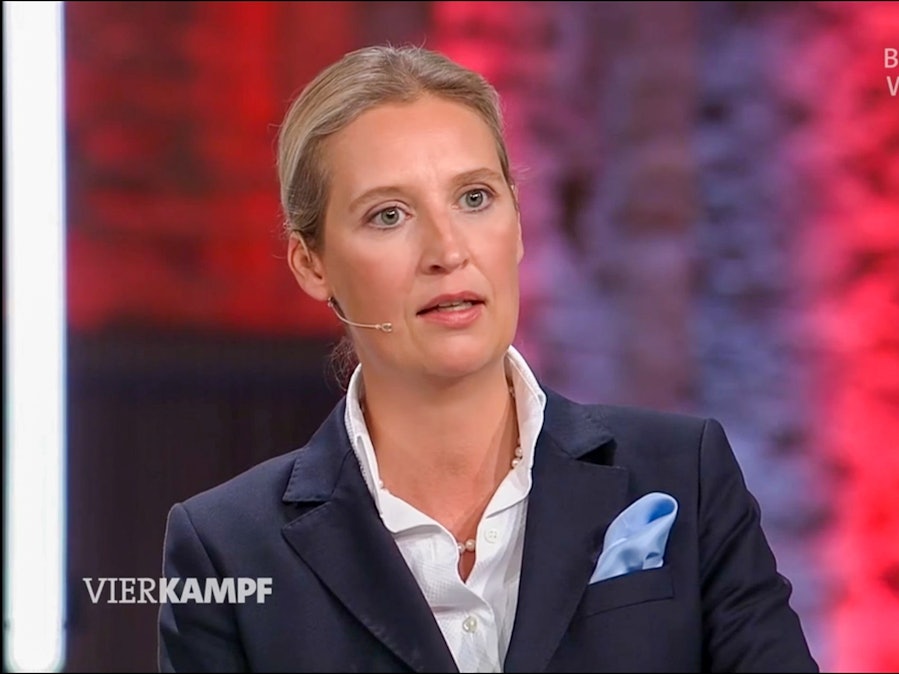 Auf die Frage nach der Klimapolitik der AfD wirkte Alice Weidel im Vierkampf in der ARD am Montag (13. September) hilflos.