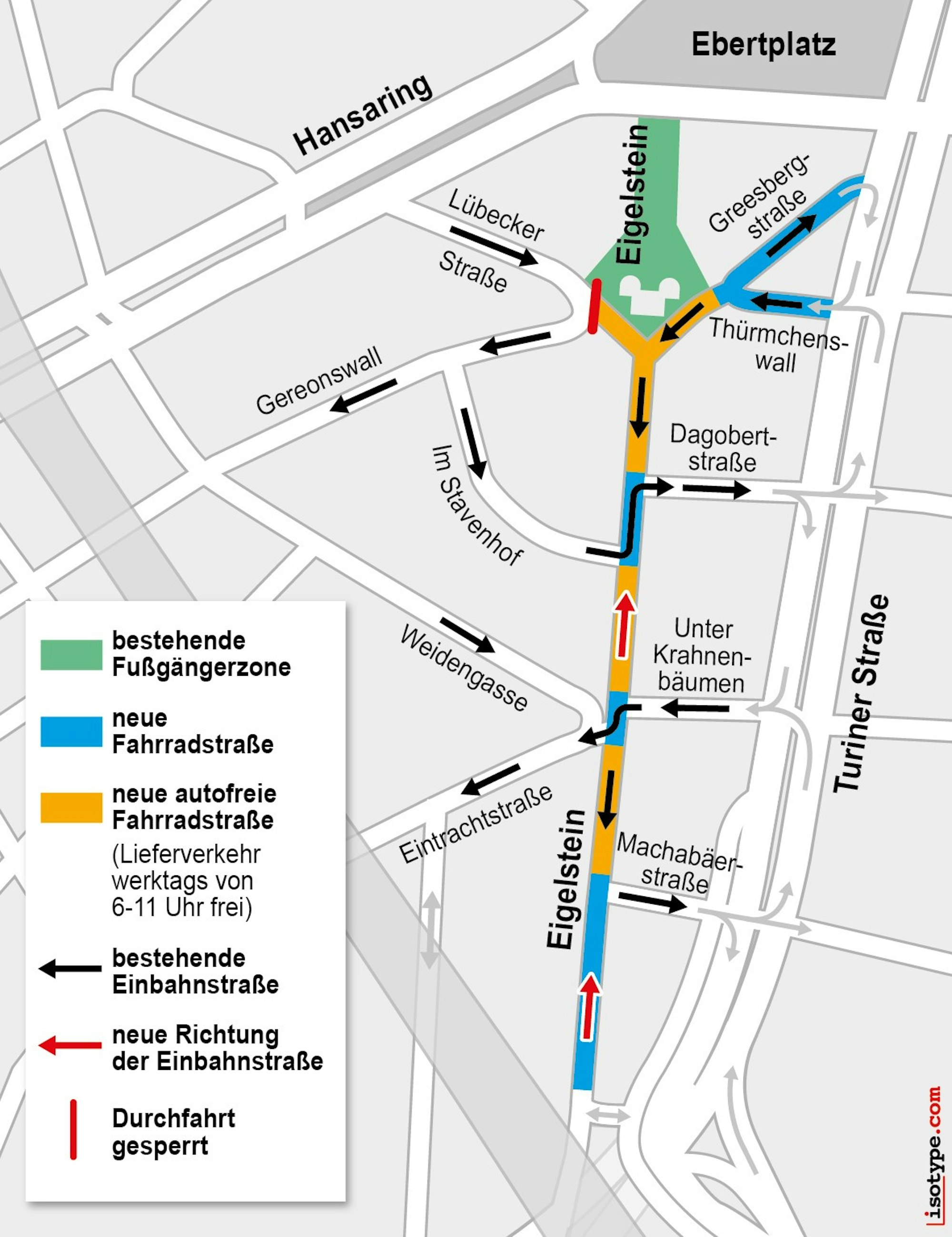 Grafik zur Autofreiheitszone am Eigelstein.