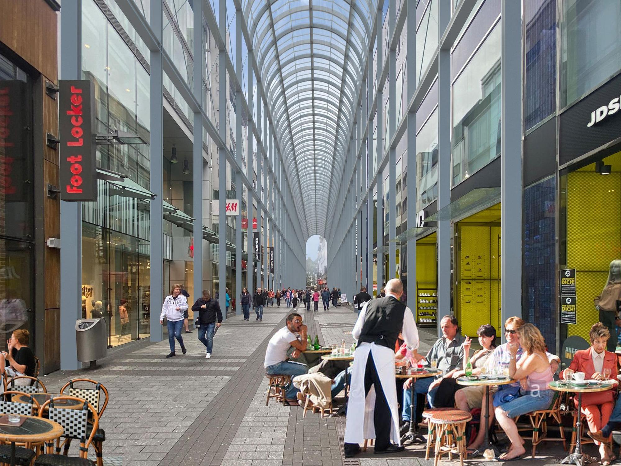 Hohe Straße in Köln mit Glasdach.