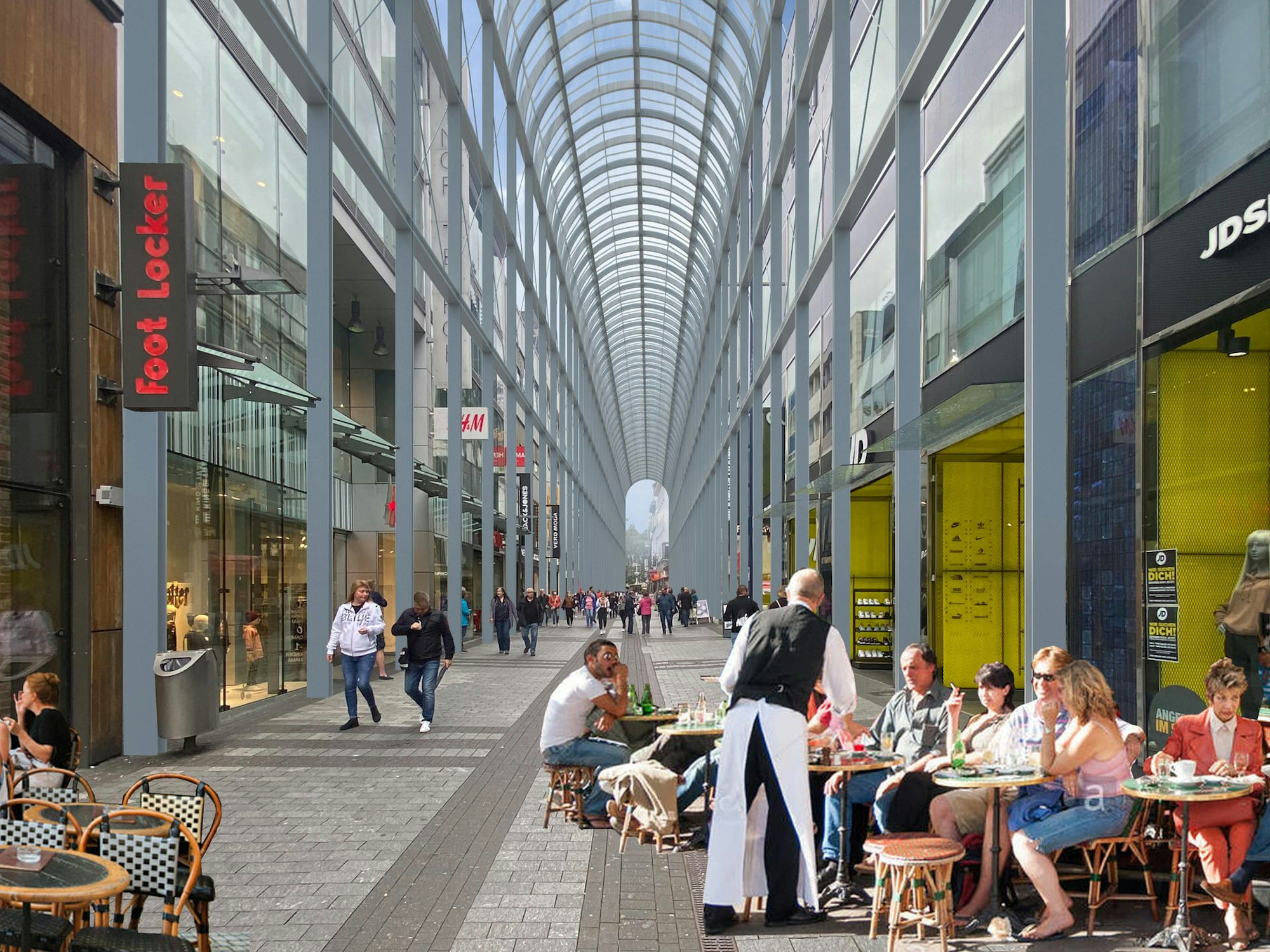 Hohe Straße in Köln mit Glasdach.