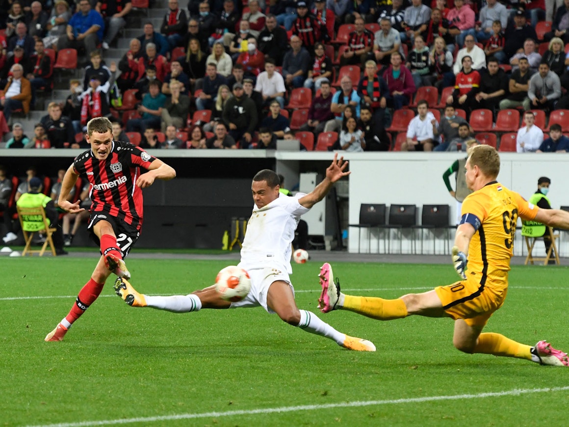 Treffsicher: Florian Wirtz in der Europa League zum 2:1 gegen Ferencvaros Budapest.