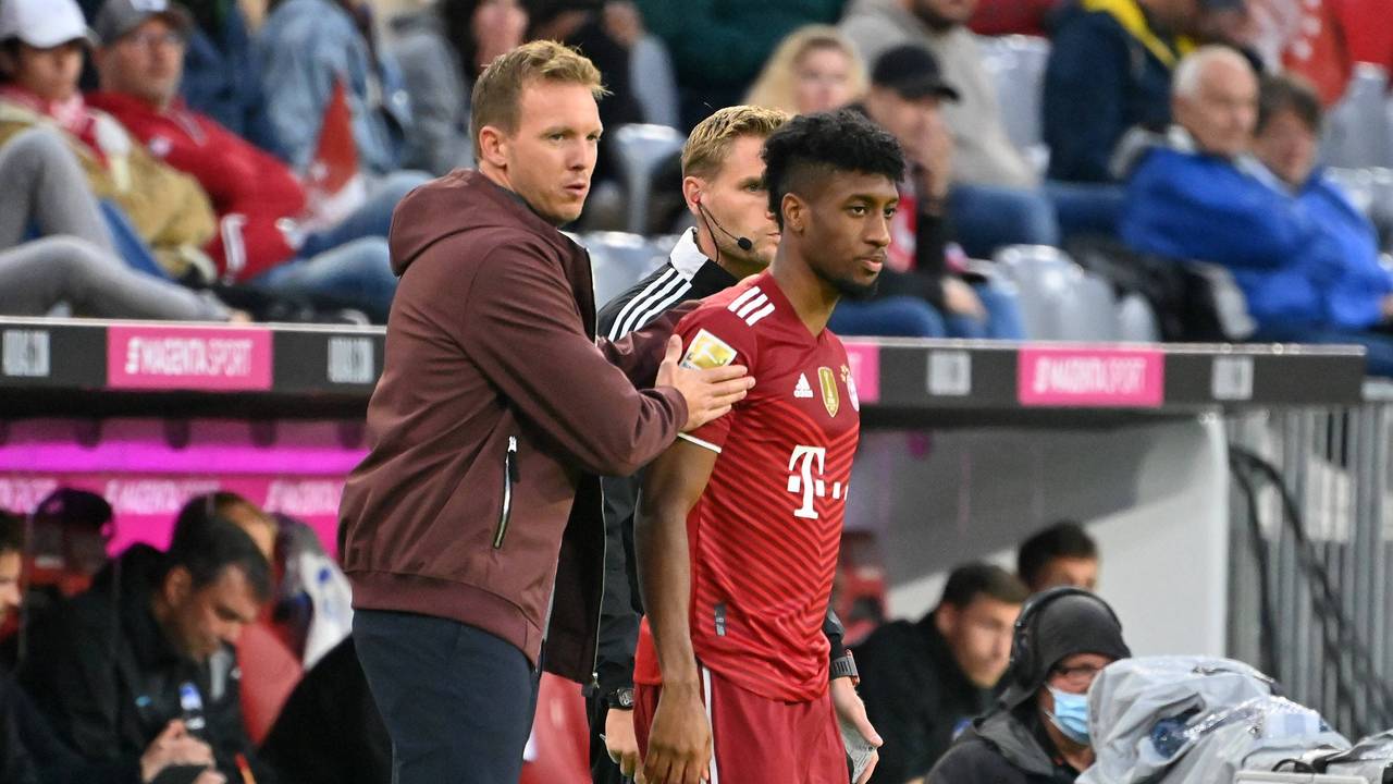 Julian Nagelsmann mit Kingsley Coman, vor dessen Einwechslung