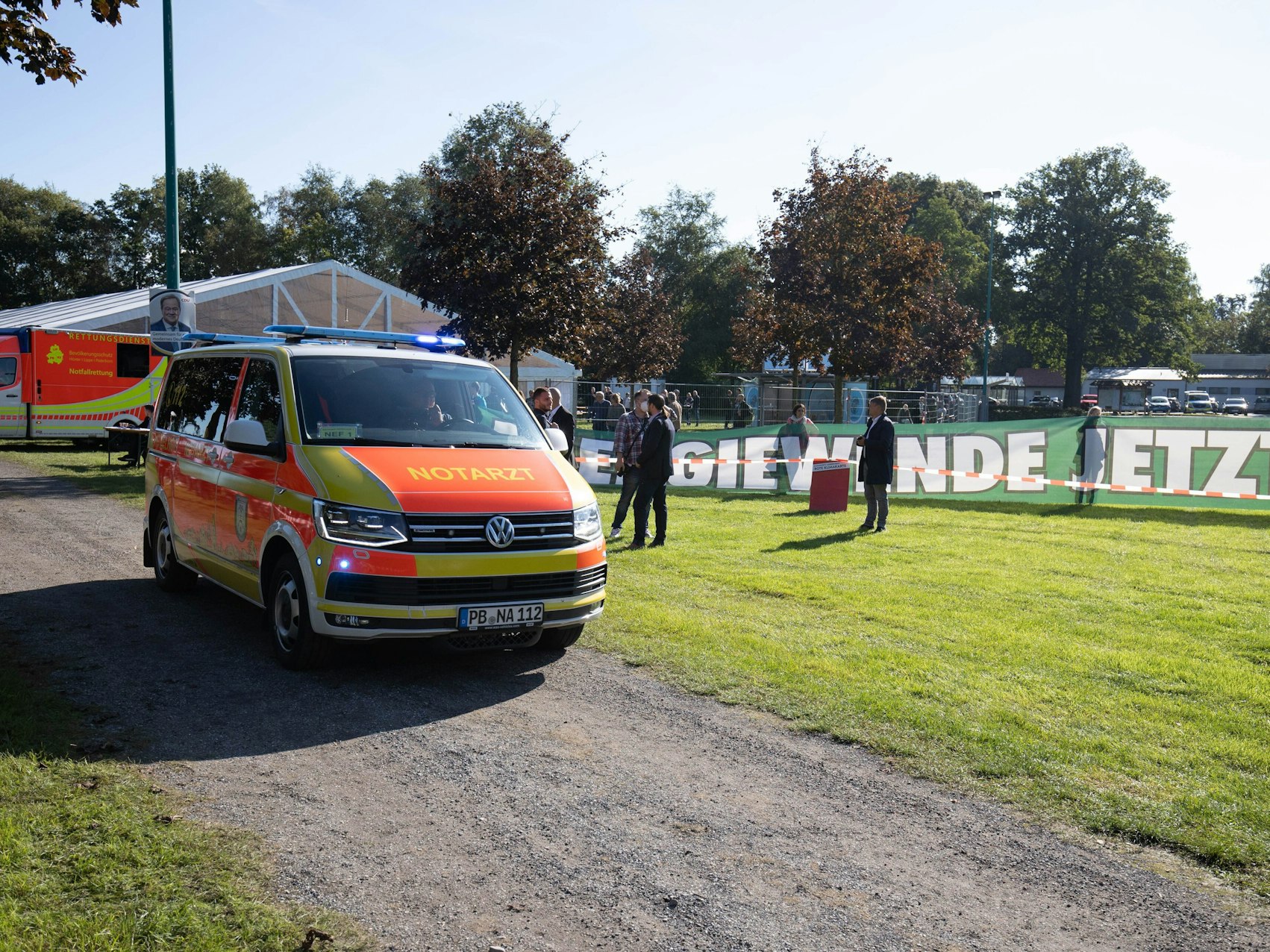 Aufgrund eines medizinischen Notfalls gab es eine Verzögerung vor Armin Laschets Auftritt in Delbrück-Steinhorst.