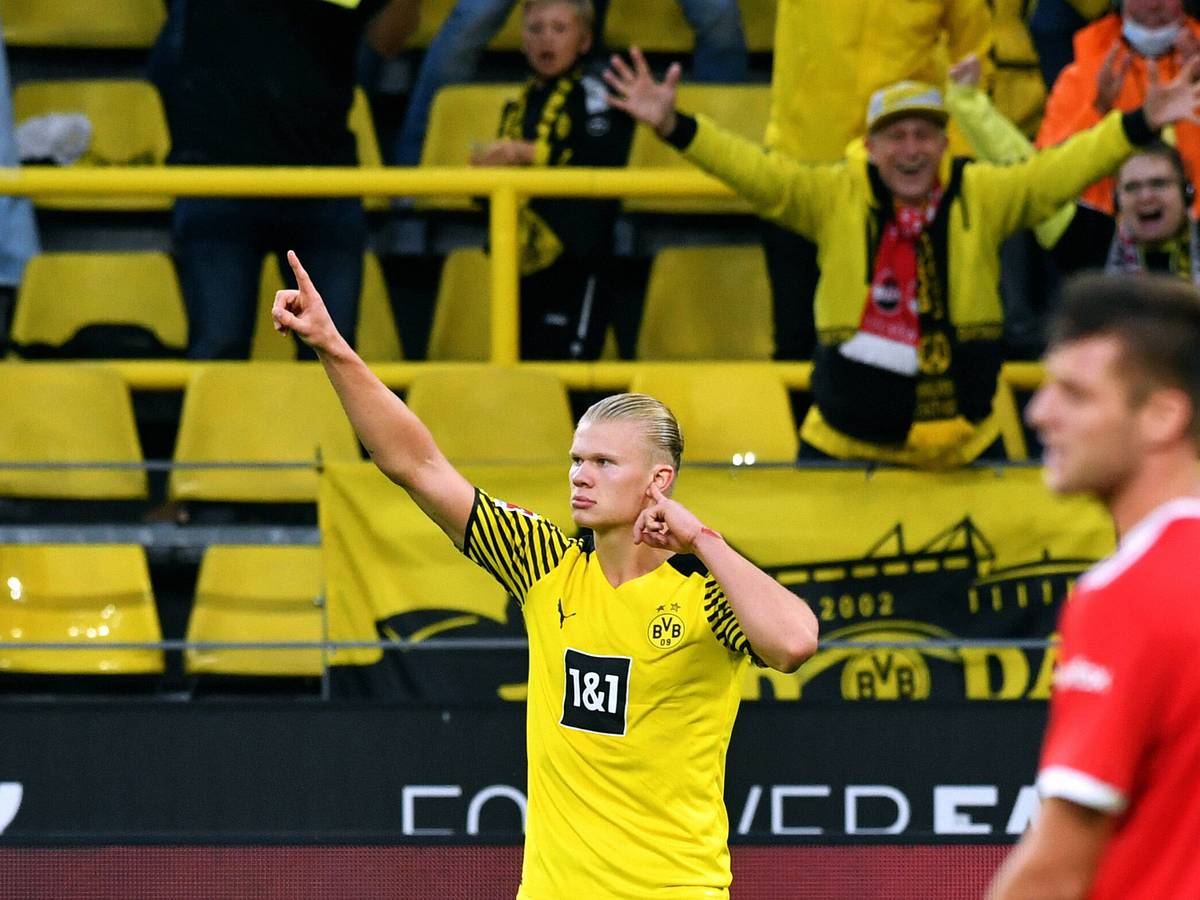 Erling Haaland bejubelt seinen Treffer zum 4:2 gegen Union Berlin.