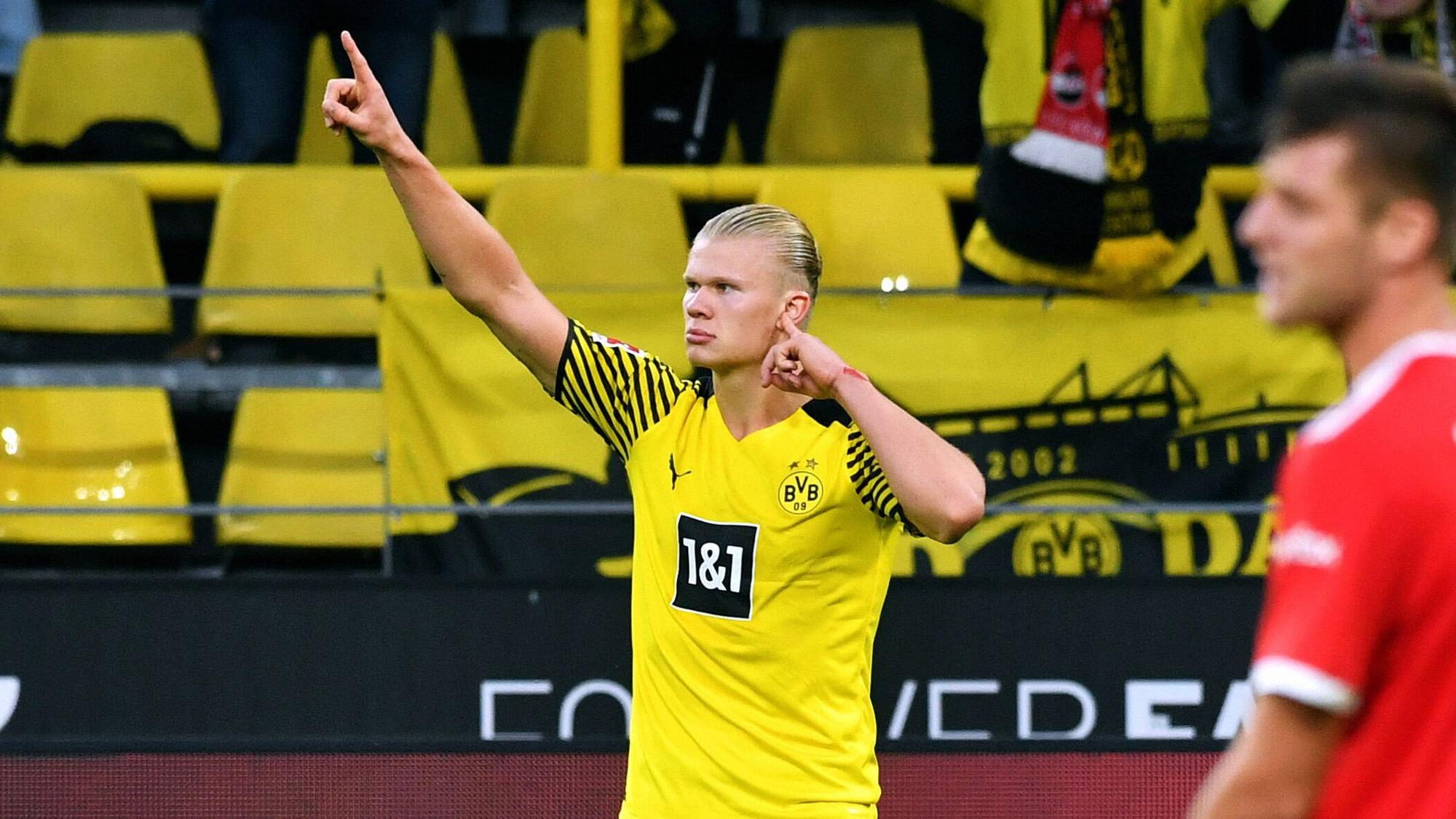 Erling Haaland bejubelt seinen Treffer zum 4:2 gegen Union Berlin.