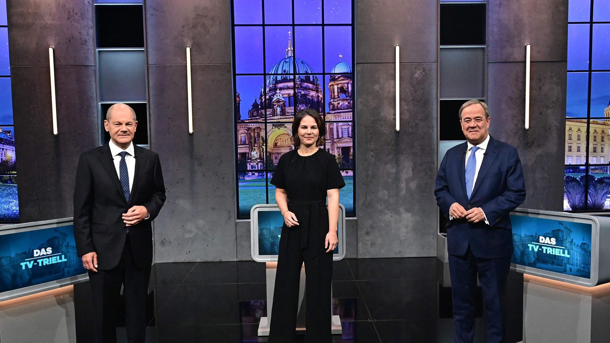 Olaf Scholz, Annalena Baerbock und Armin Laschet (v.l.) im dritten TV-Triell am Sonntag (19. September).
