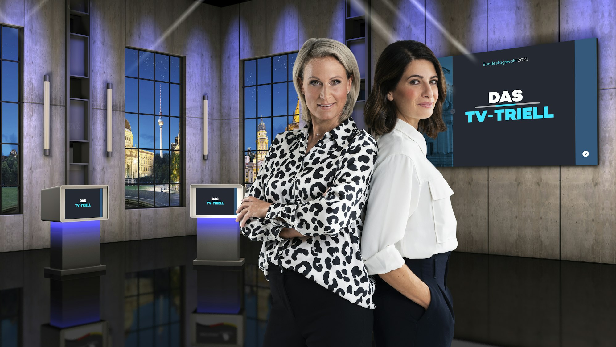 Am Sonntagabend empfangen Linda Zervakis und Claudia von Brauchitsch Armin Laschet, Annalena Baerbock und Olaf Scholz zum dritten und letzten TV-Triell vor der Bundestagswahl 2021.