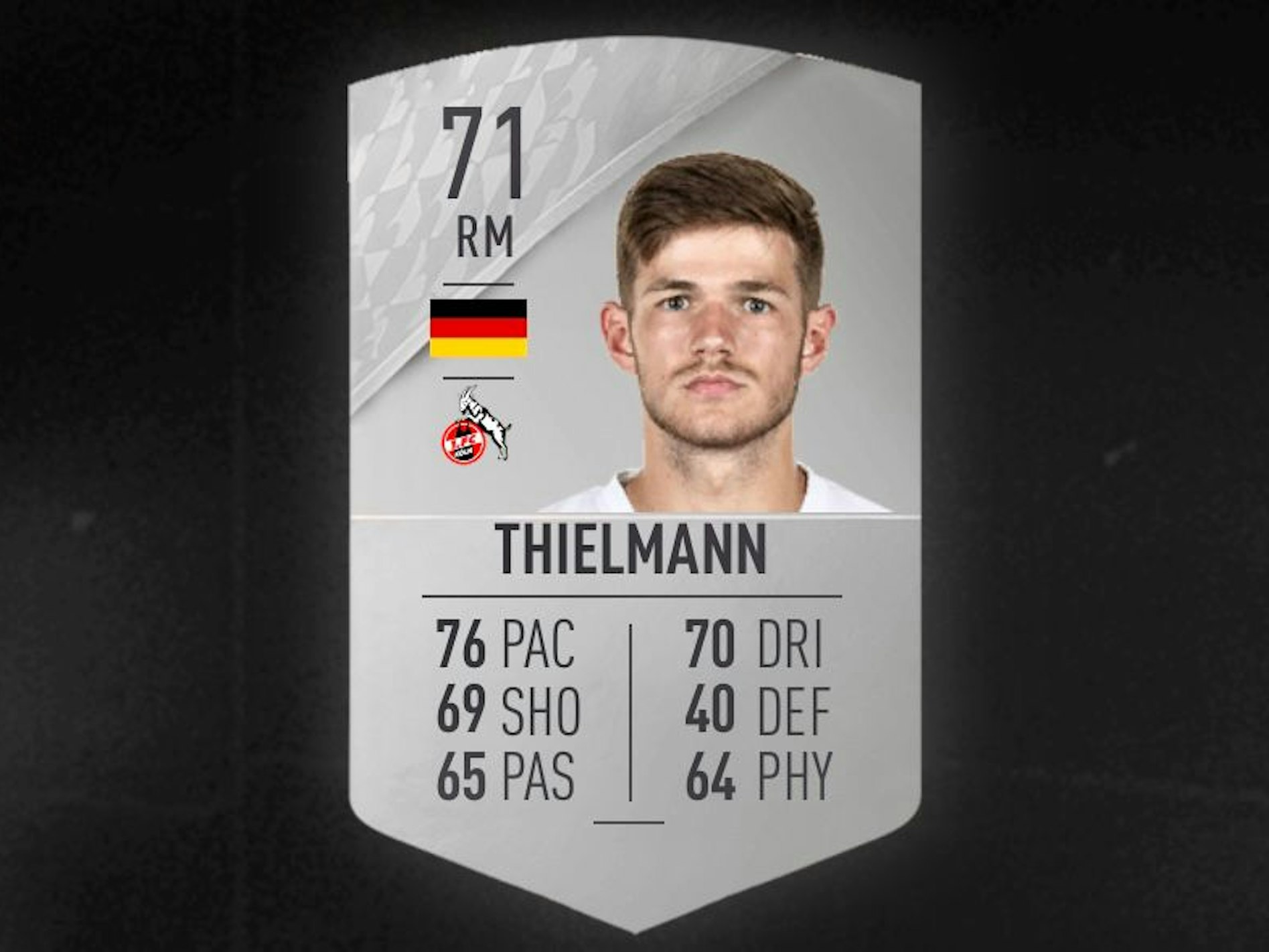 Jan Thielmanns Fifa-22-Karte hat eine 71er-Bewertung.
