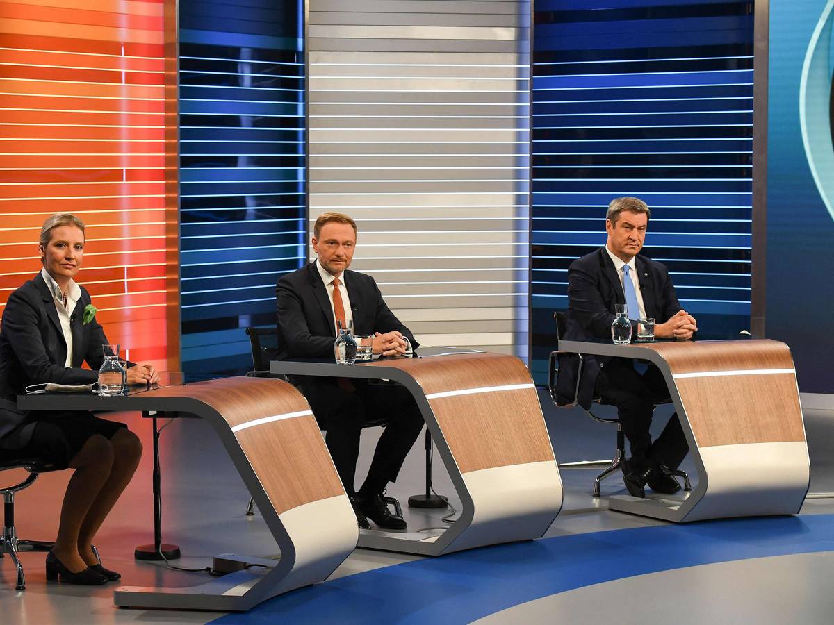 Alice Weidel, Christian Lindner und Markus Söder in der ARD-Schlussrunde am Donnerstag (23. September).