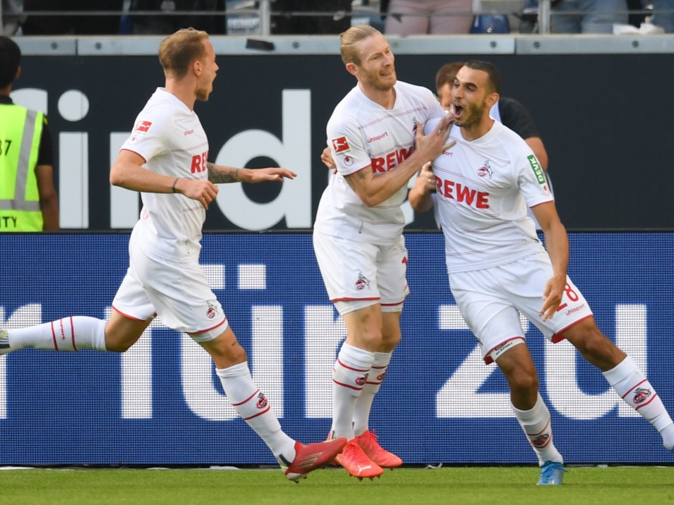 Ellyes Skhiri bejubelt sein Tor gegen Eintracht Frankfurt.