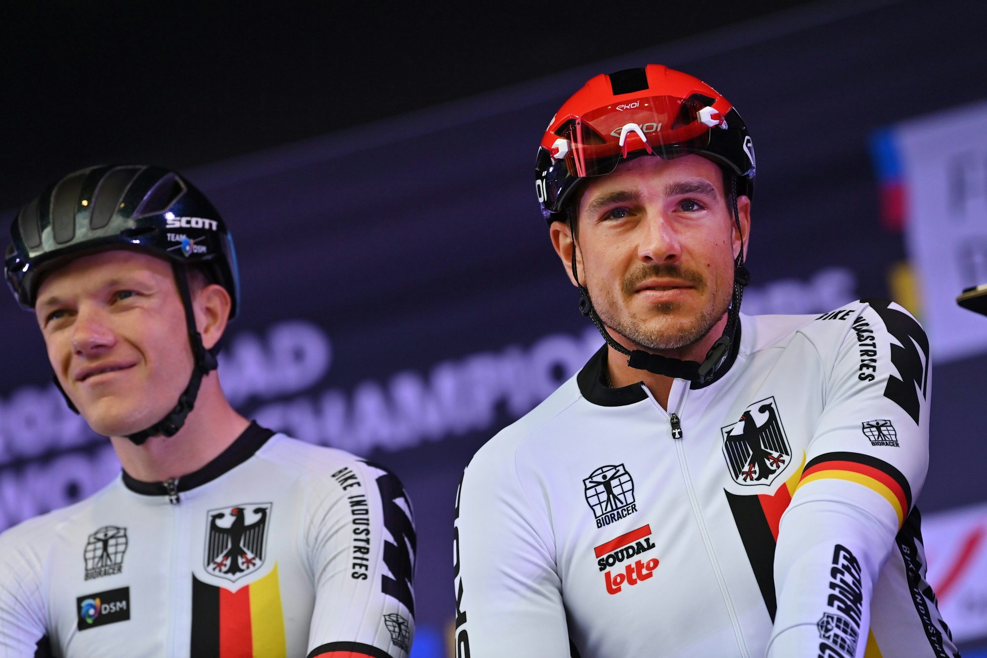 John Degenkolb (r) aus Deutschland bei der Rad-WM.