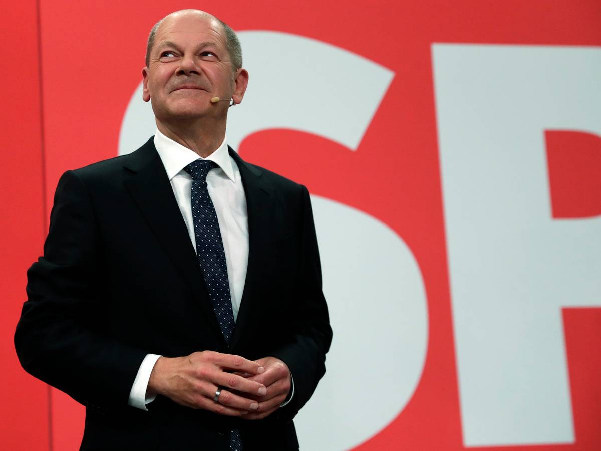 Olaf Scholz am 26. September nach der Wahlparty in Berlin.
