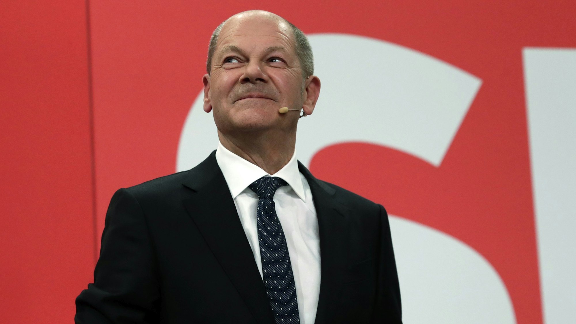 Olaf Scholz am 26. September nach der Wahlparty in Berlin.