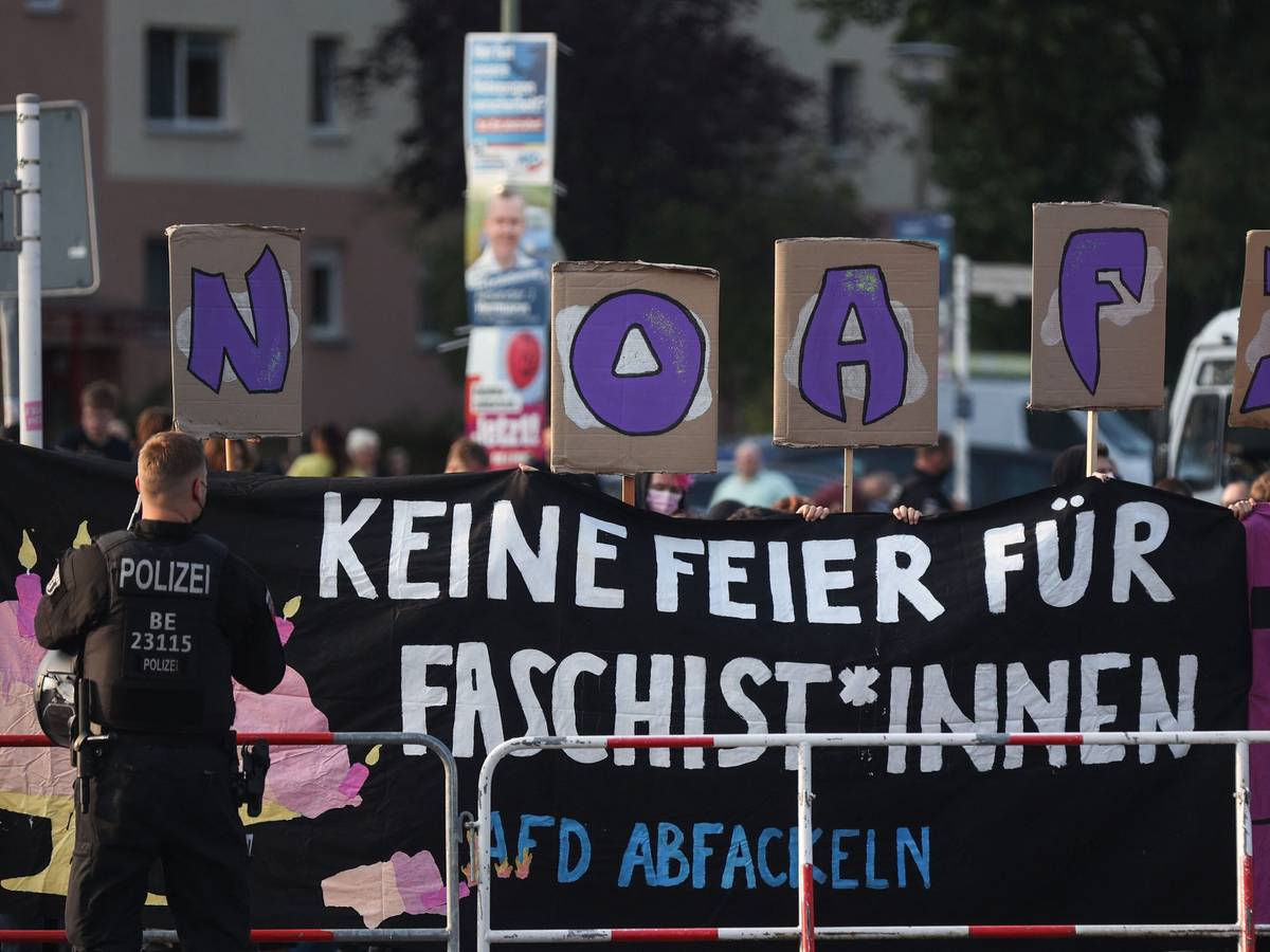 Proteste gegen die AfD am 26. September 2021 im Rahmen der Bundestagswahl in Berlin.