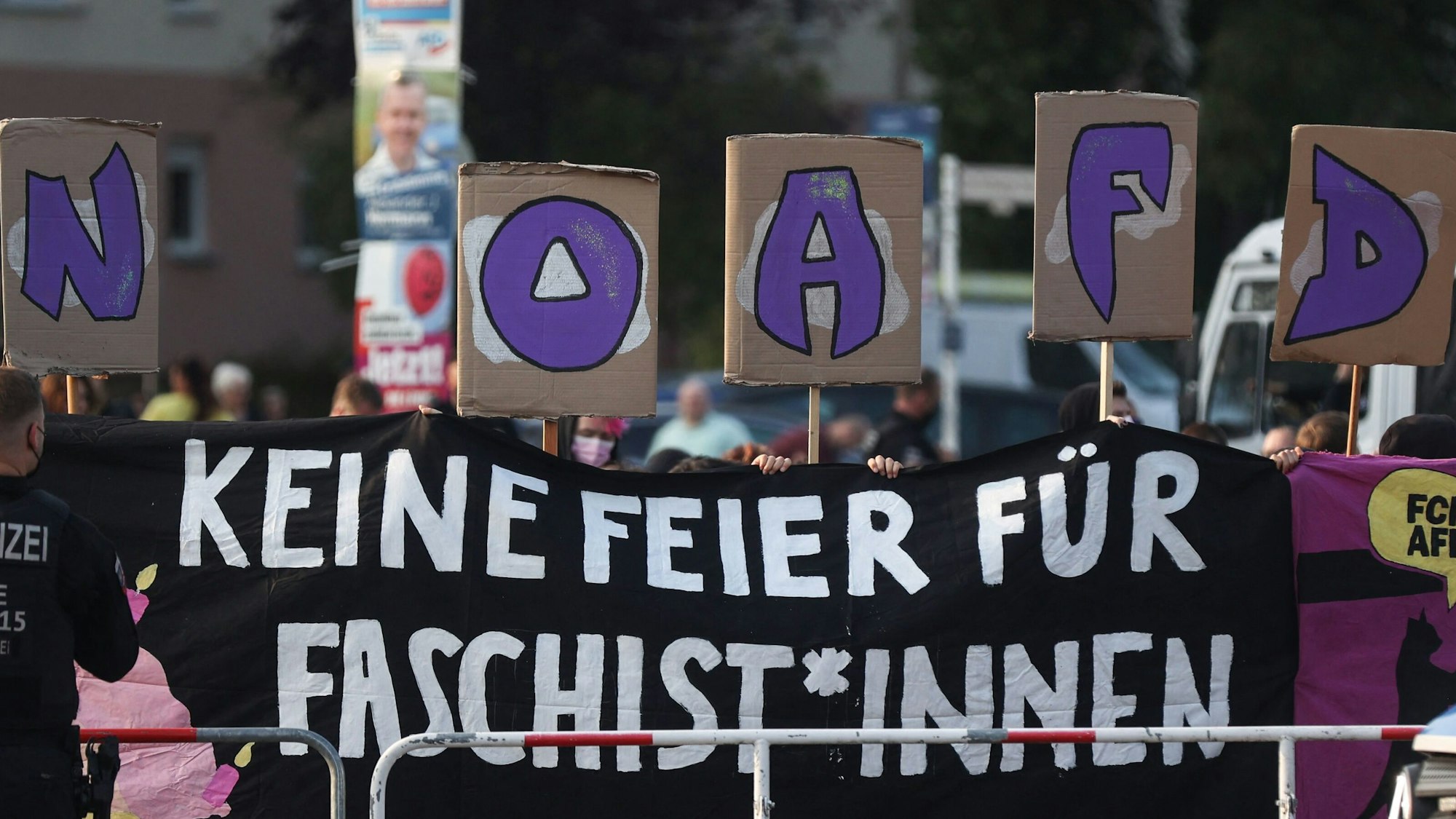 Proteste gegen die AfD am 26. September 2021 im Rahmen der Bundestagswahl in Berlin.