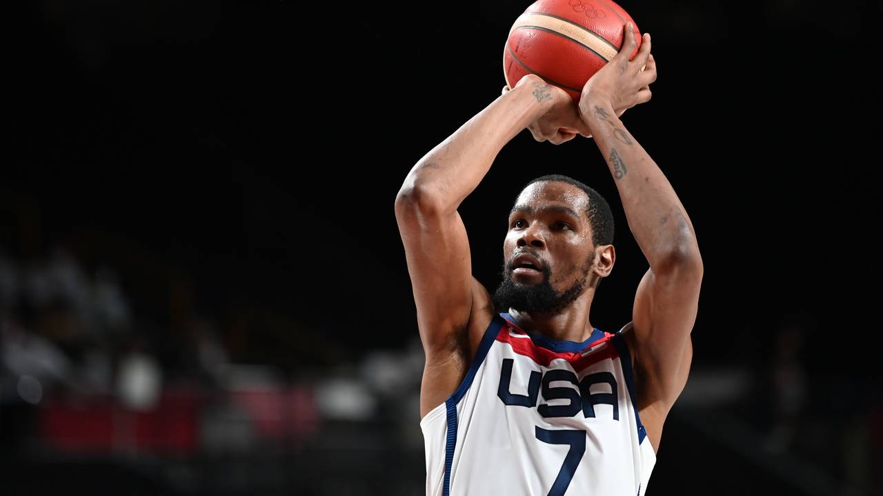 Kevin Durant aus den USA beim Olympia-Finale in Aktion.