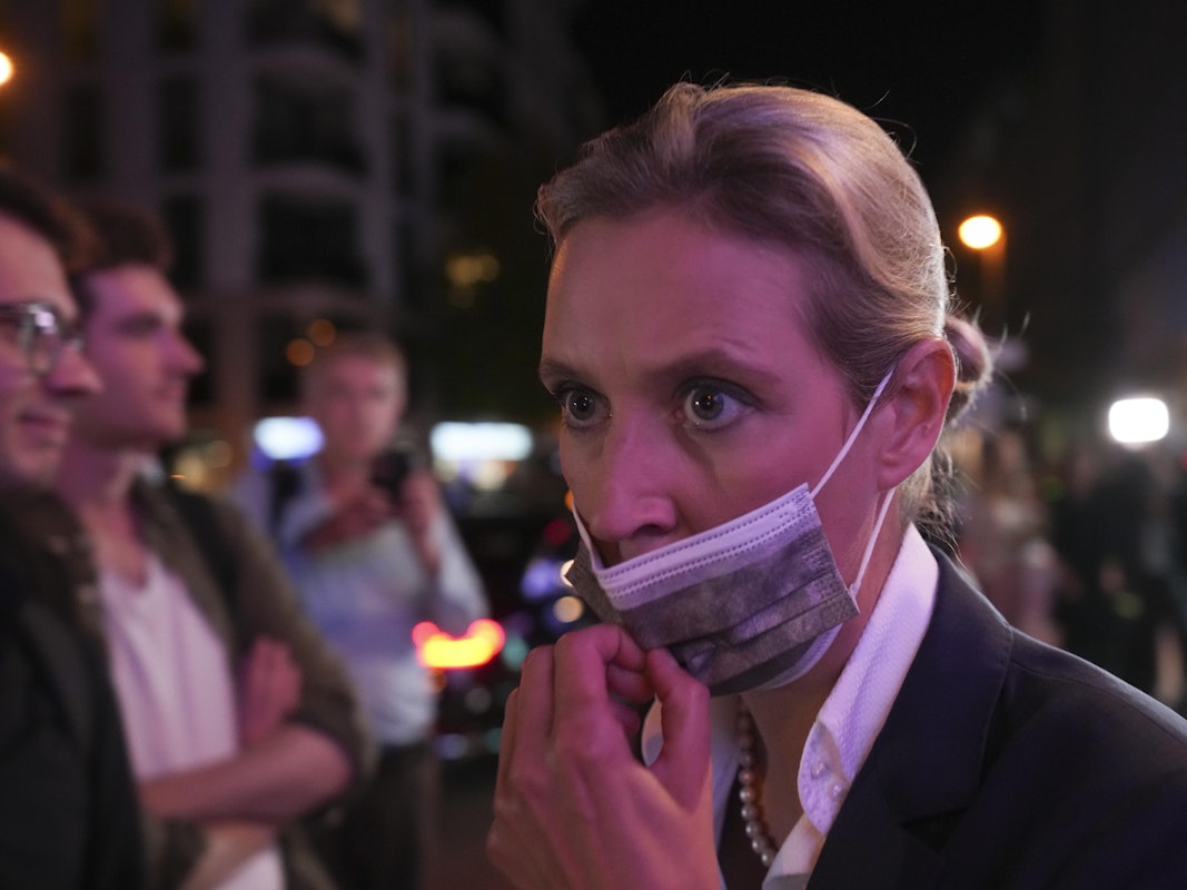 Bundesweit rutschte die AfD, hier Alice Weidel im Foto, mit 10,3 Prozent vom dritten auf den fünften Rang. Im Osten (AP Photo/Michael Probst)