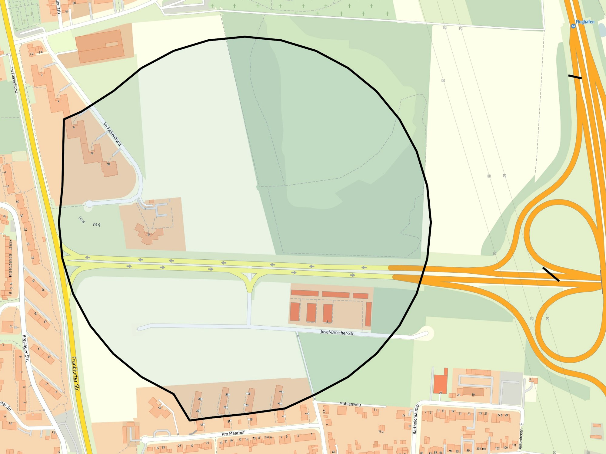 Karte mit dem Gefahrenradius der Bombe