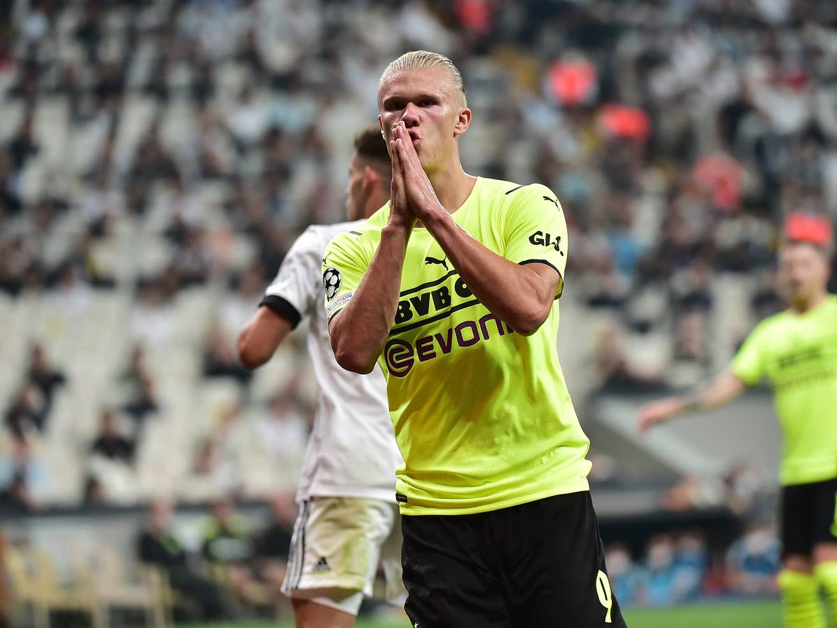Dortmunds Erling Haaland jubelt nach seinem Tor zum 0:2 gegen Besiktas Istanbul