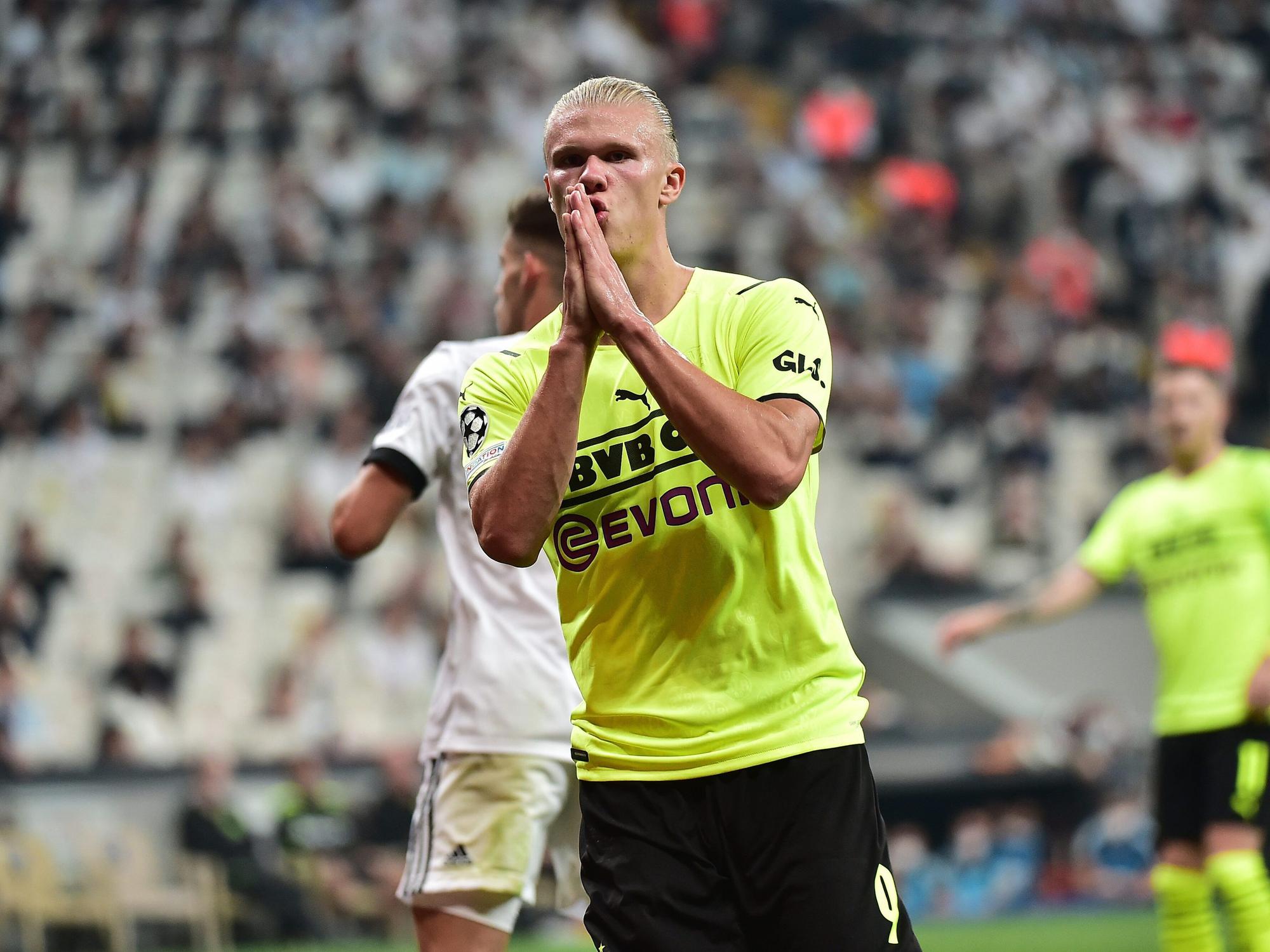 Dortmunds Erling Haaland jubelt nach seinem Tor zum 0:2 gegen Besiktas Istanbul
